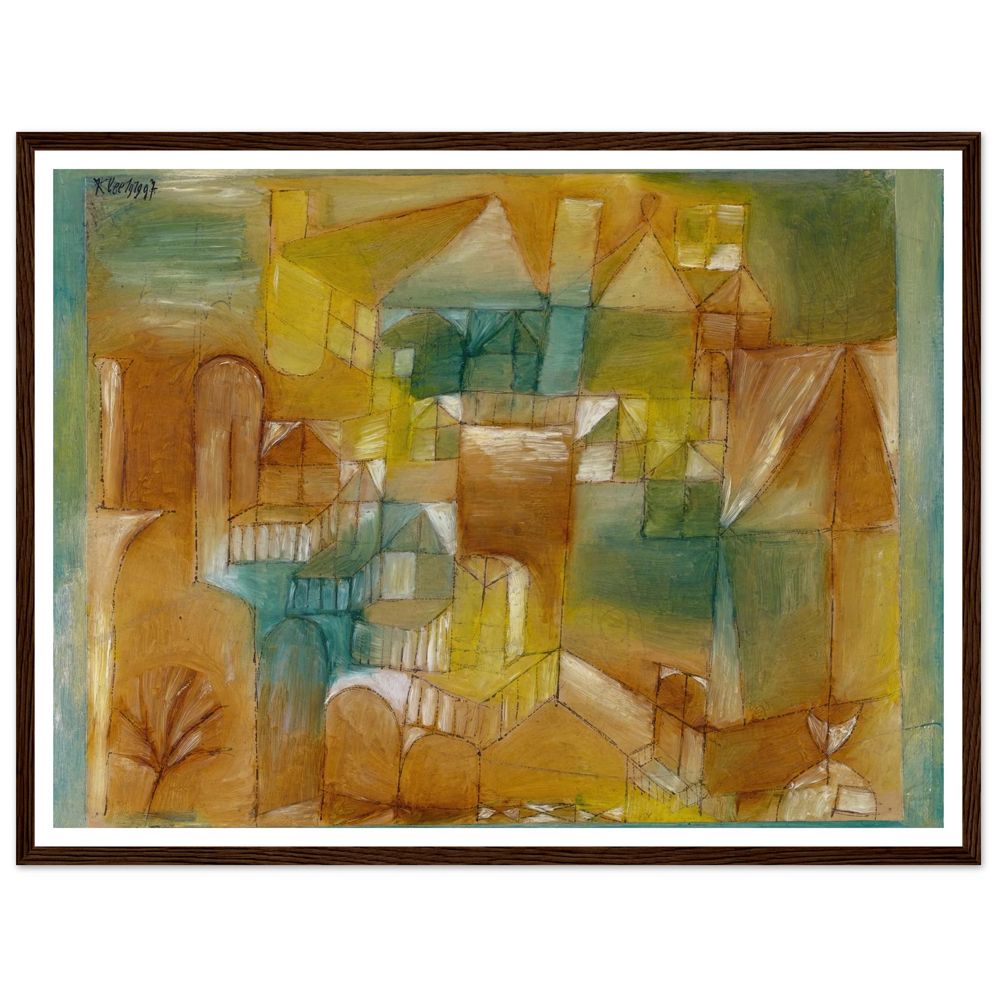 Façade Brown-Green (1919) Art Print | Paul Klee - Framed Poster - 30x40 cm / 12x16″ - Black frame