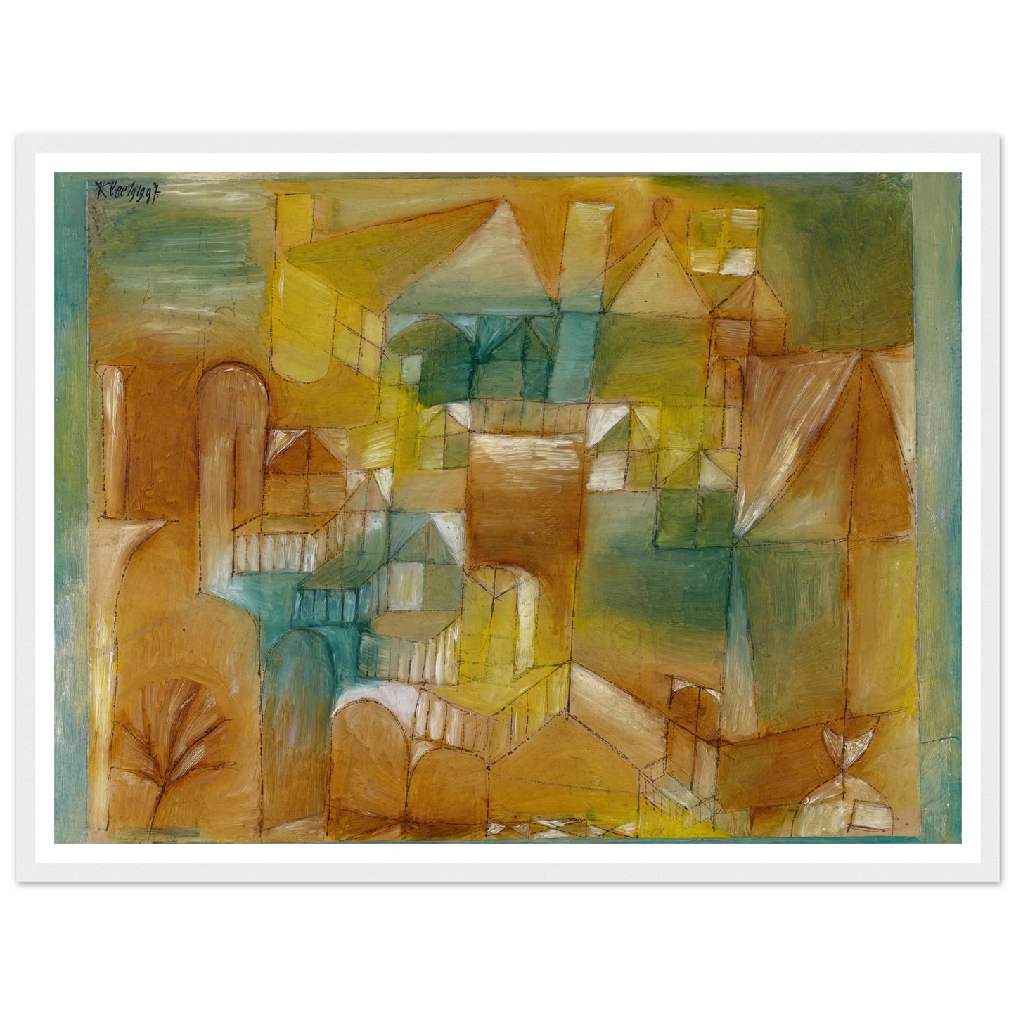 Façade Brown-Green (1919) Art Print | Paul Klee - Framed Poster - 30x40 cm / 12x16″ - Black frame