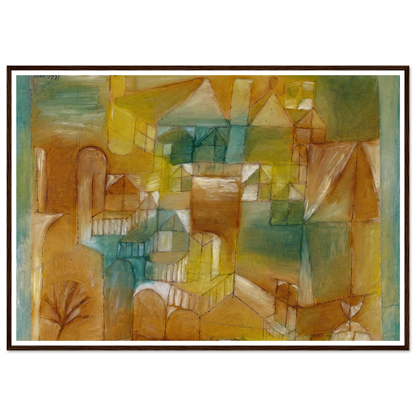 Façade Brown-Green (1919) Art Print | Paul Klee - Framed Poster - 30x40 cm / 12x16″ - Black frame