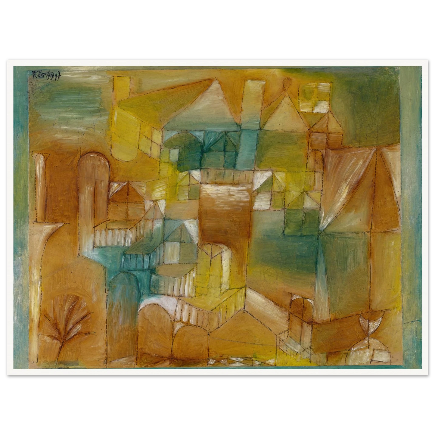 Façade Brown-Green (1919) Art Print | Paul Klee - Framed Poster - 30x40 cm / 12x16″ - Black frame
