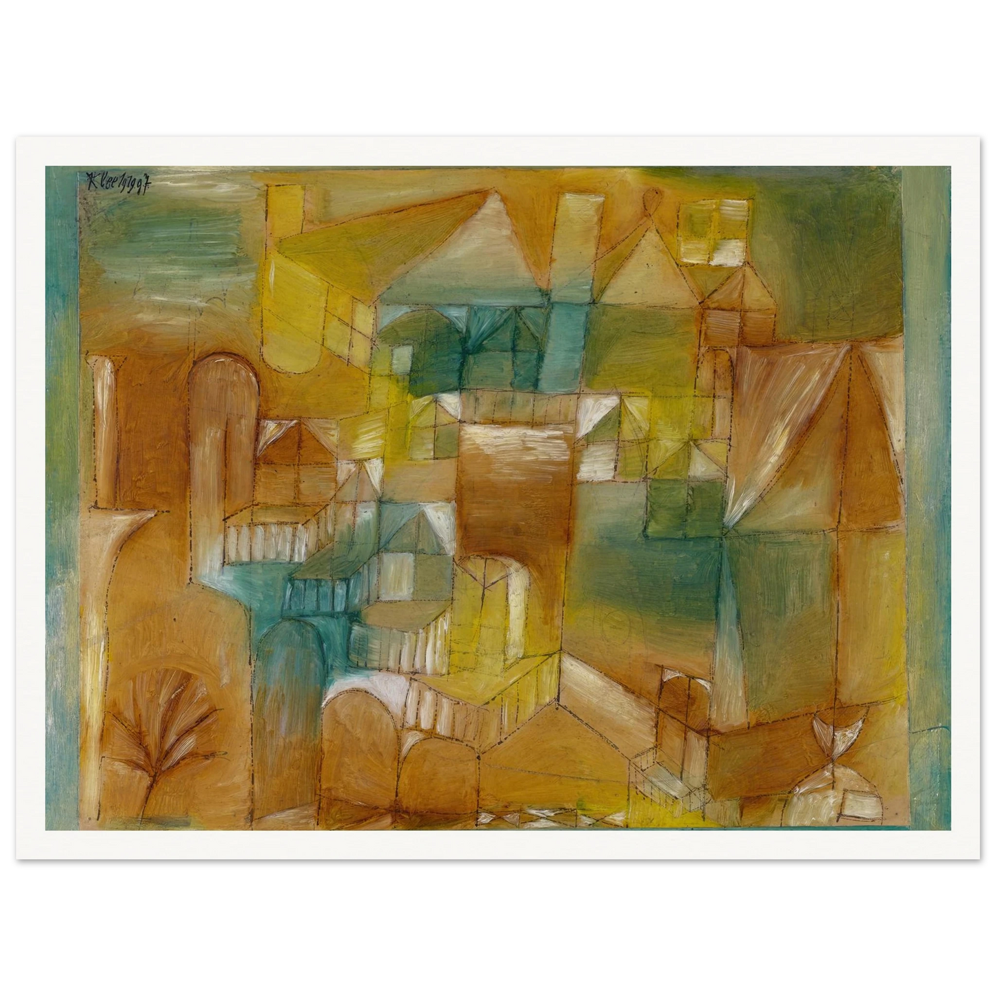 Façade Brown-Green (1919) Art Print | Paul Klee - Framed Poster - 30x40 cm / 12x16″ - Black frame