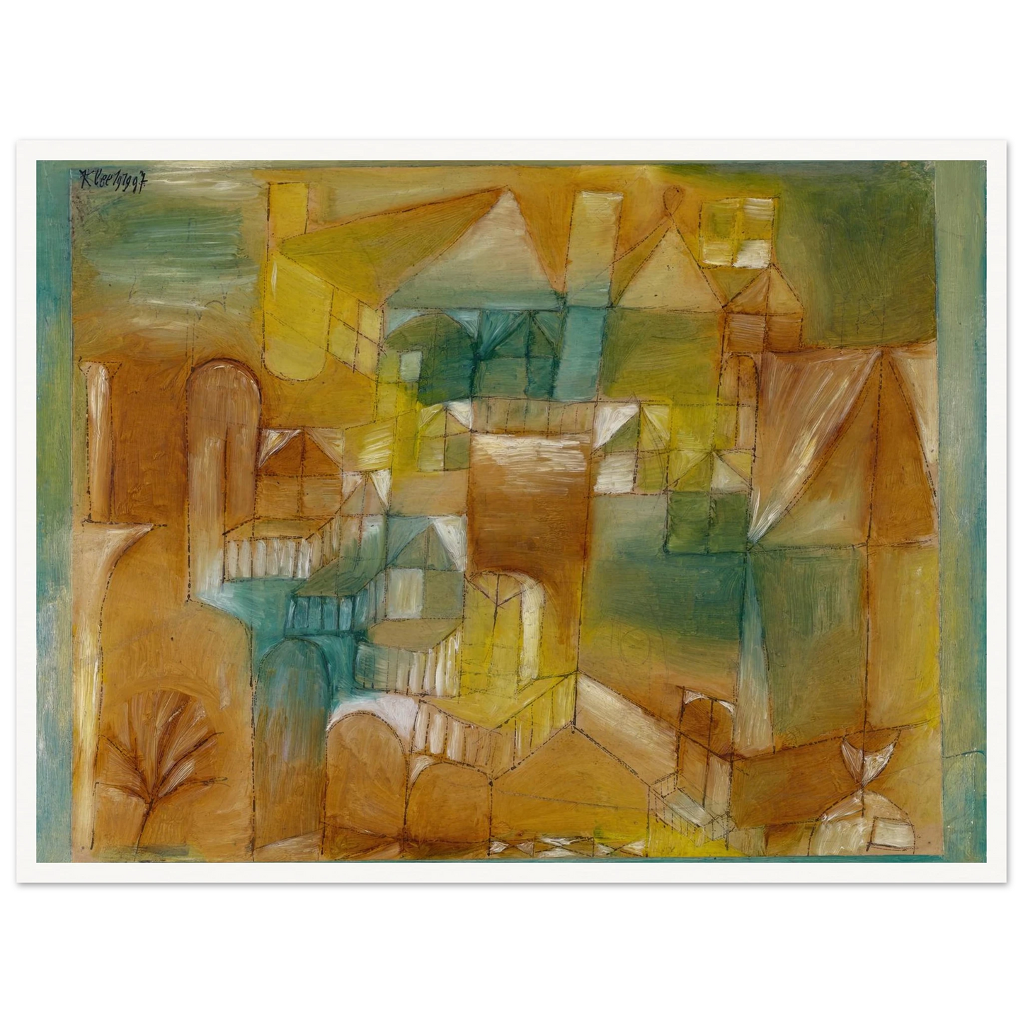 Façade Brown-Green (1919) Art Print | Paul Klee - Framed Poster - 30x40 cm / 12x16″ - Black frame