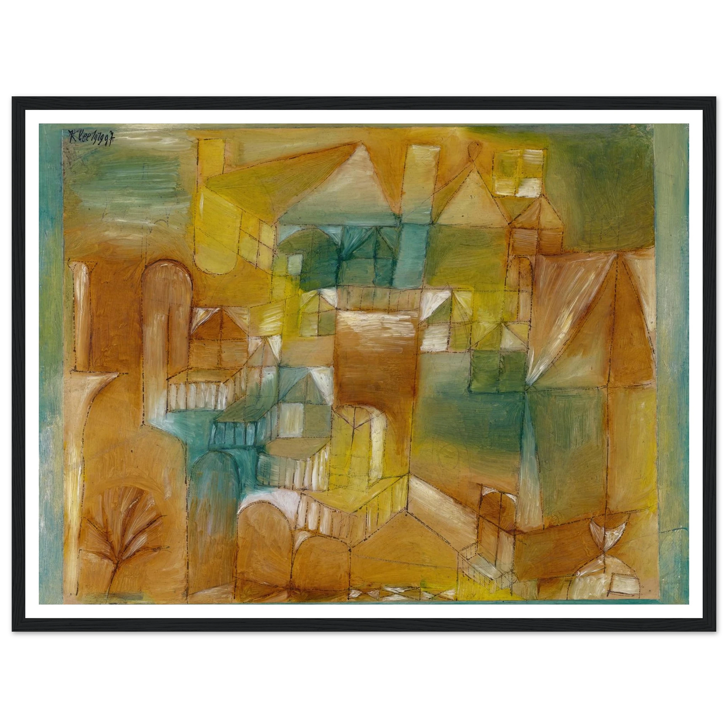 Façade Brown-Green (1919) Art Print | Paul Klee - Framed Poster - 30x40 cm / 12x16″ - Black frame