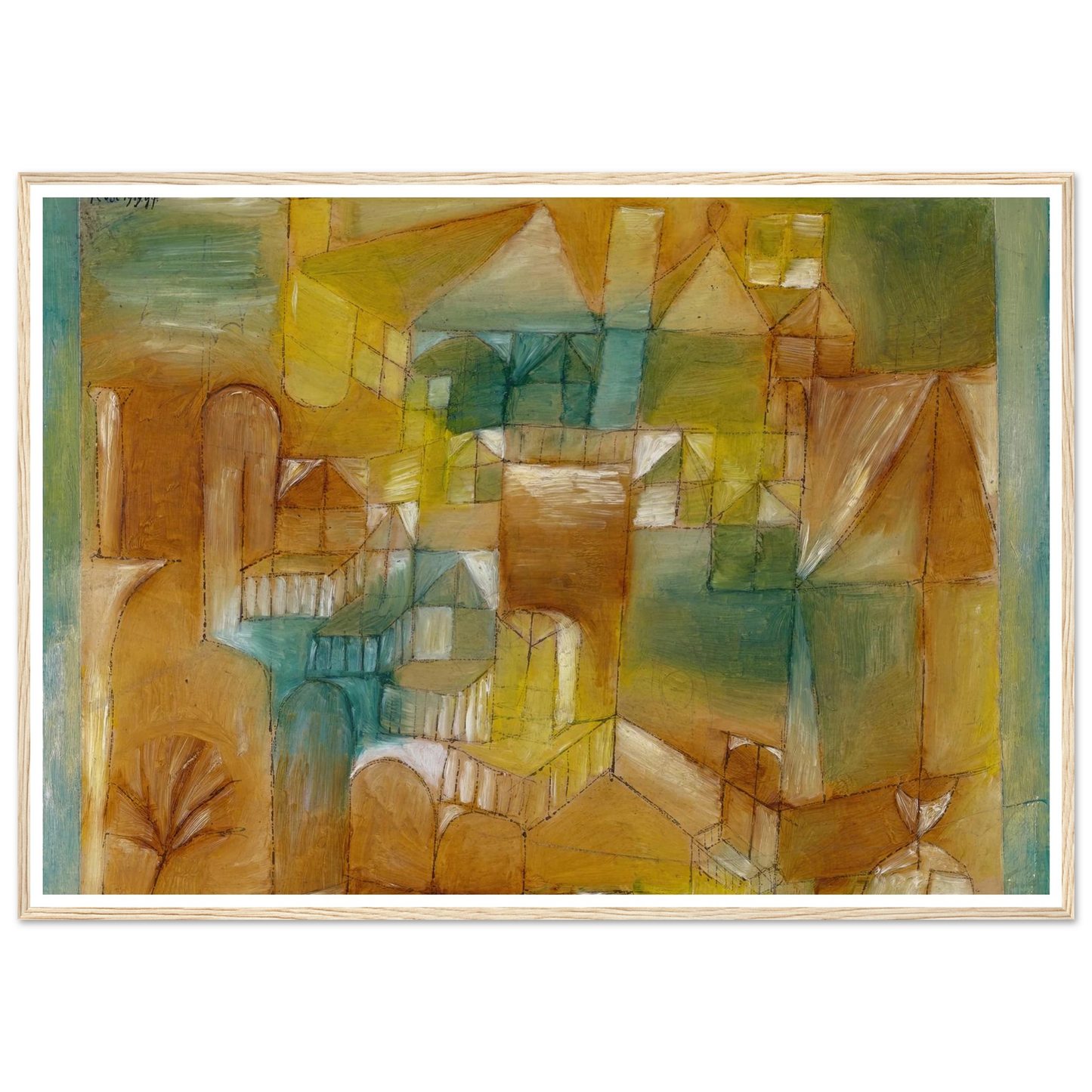 Façade Brown-Green (1919) Art Print | Paul Klee - Framed Poster - 30x40 cm / 12x16″ - Black frame