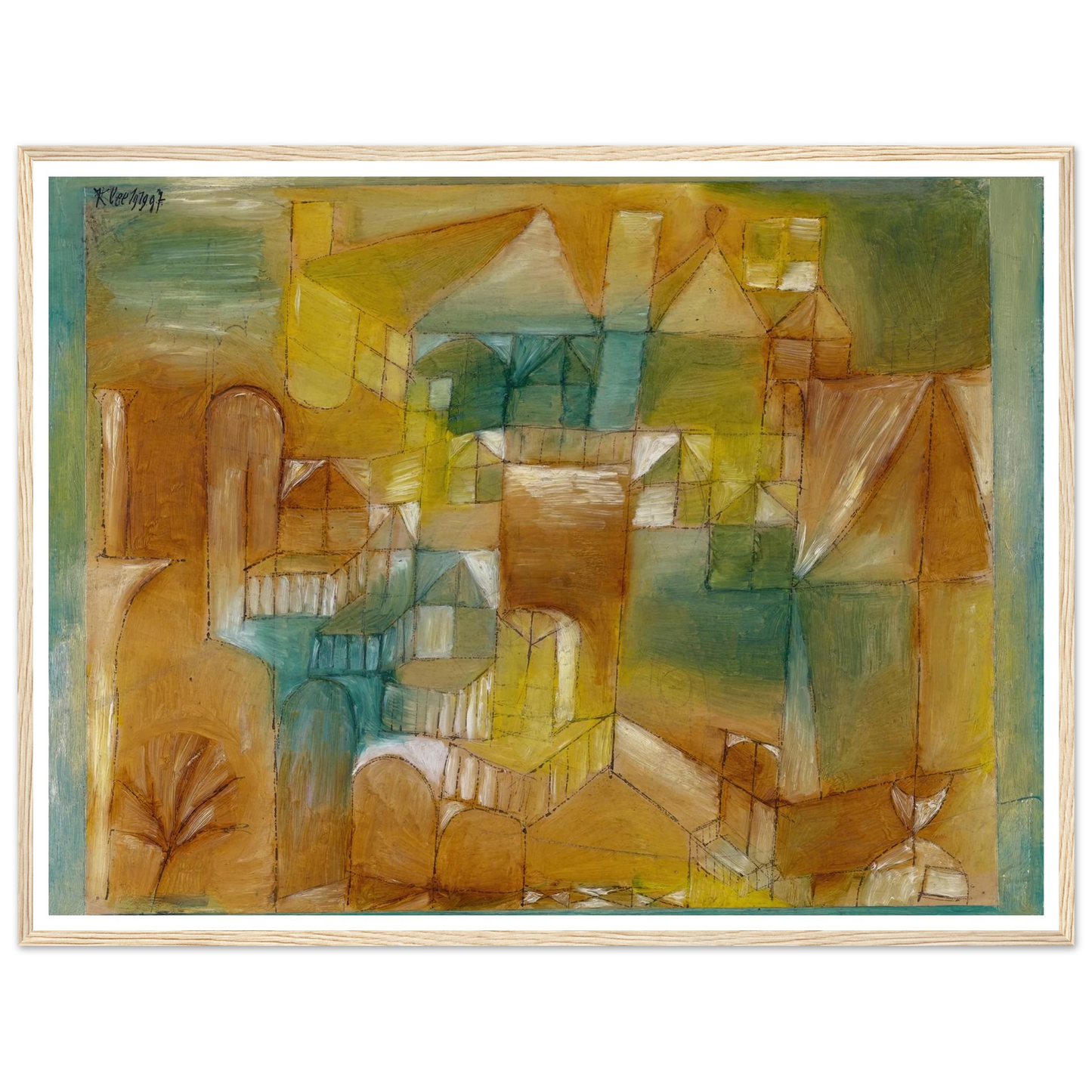 Façade Brown-Green (1919) Art Print | Paul Klee - Framed Poster - 30x40 cm / 12x16″ - Black frame