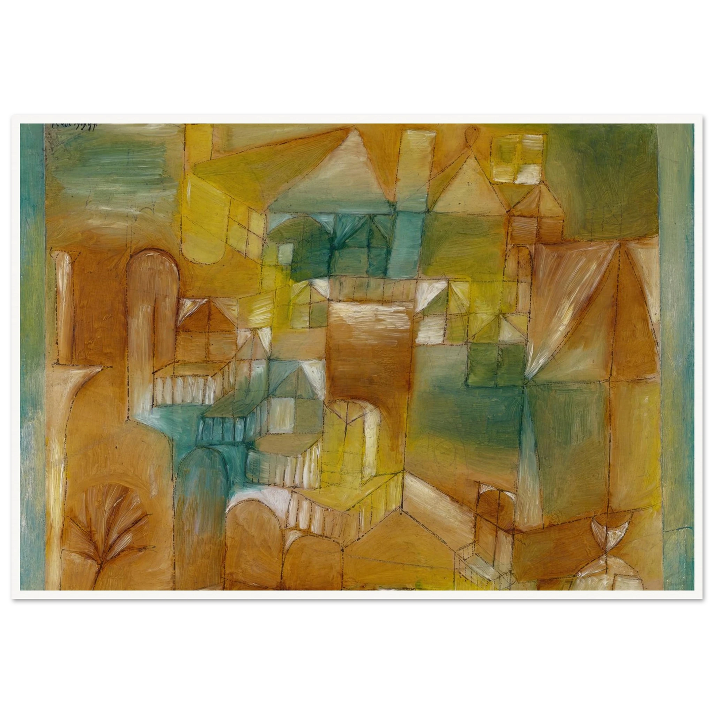 Façade Brown-Green (1919) Art Print | Paul Klee - Framed Poster - 30x40 cm / 12x16″ - Black frame