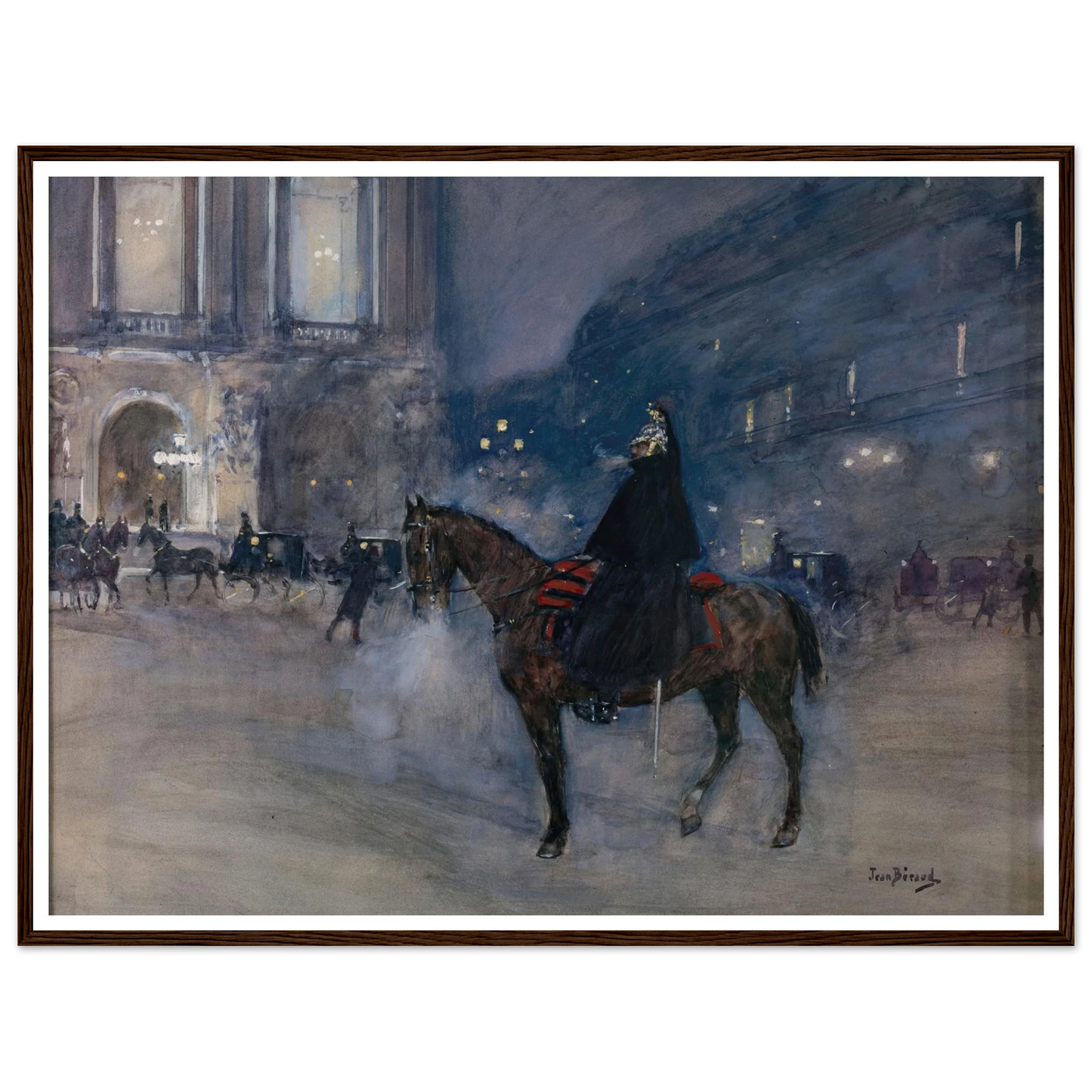 Façade de l’Opéra un soir de gala (1867 - 1935) Art Print | Jean Beraud - Framed Poster - 30x40 cm / 12x16″ - Black frame