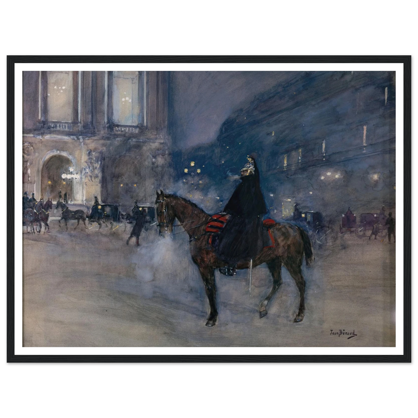 Façade de l’Opéra un soir de gala (1867 - 1935) Art Print | Jean Beraud - Framed Poster - 30x40 cm / 12x16″ - Black frame