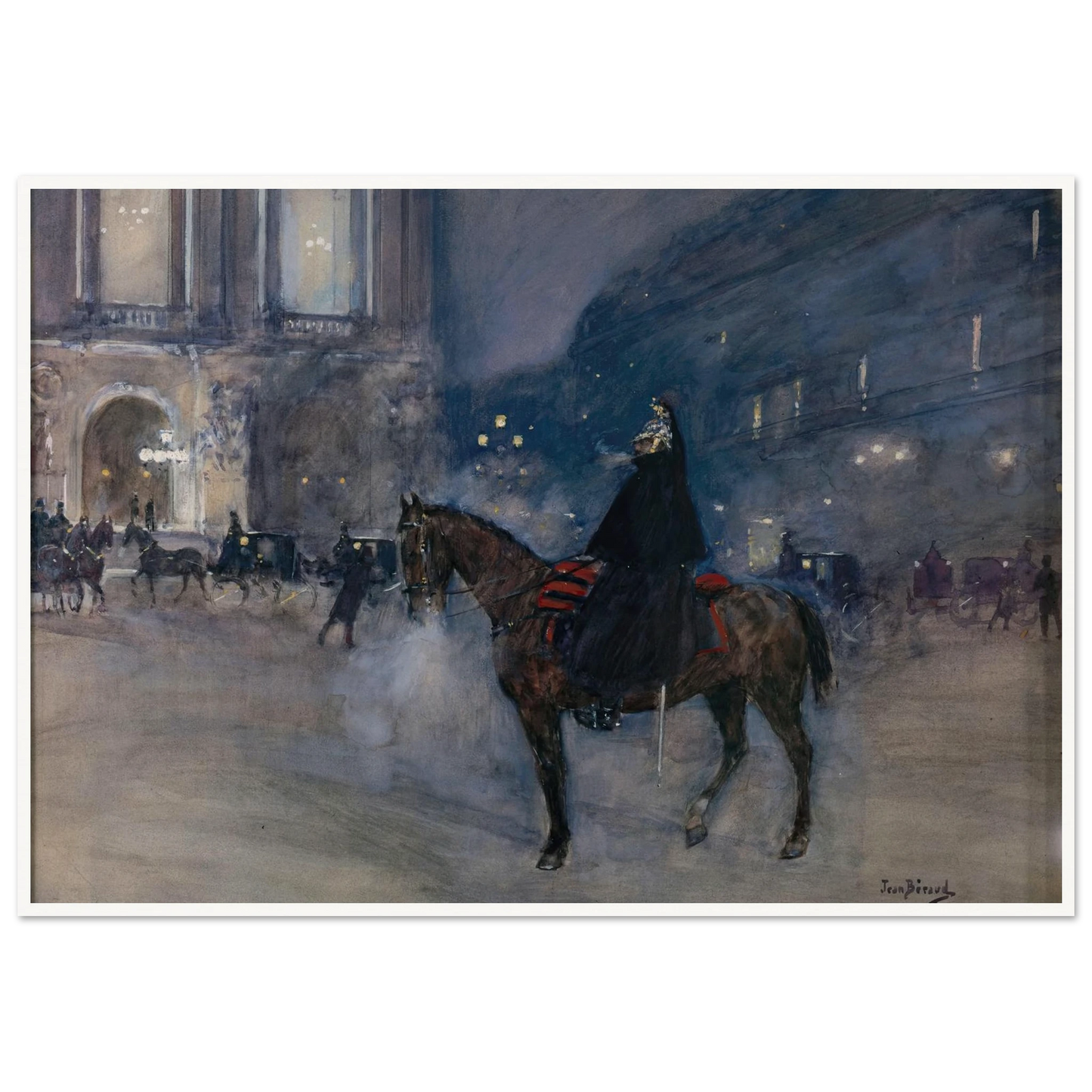 Façade de l’Opéra un soir de gala (1867 - 1935) Art Print | Jean Beraud - Framed Poster - 30x40 cm / 12x16″ - Black frame