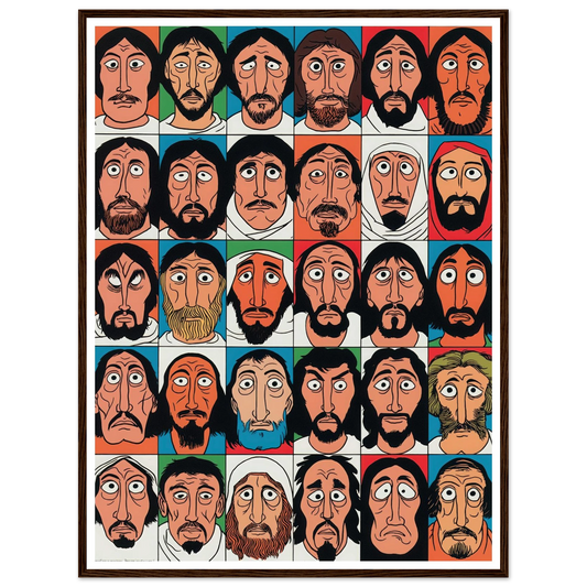 Faces of the Passion Grid - Framed Poster - 30x40 cm / 12x16″ - Black frame