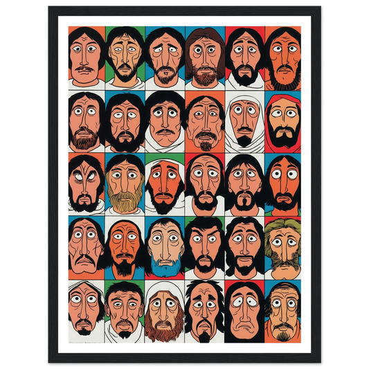 Faces of the Passion Grid - Framed Poster - 30x40 cm / 12x16″ - Black frame