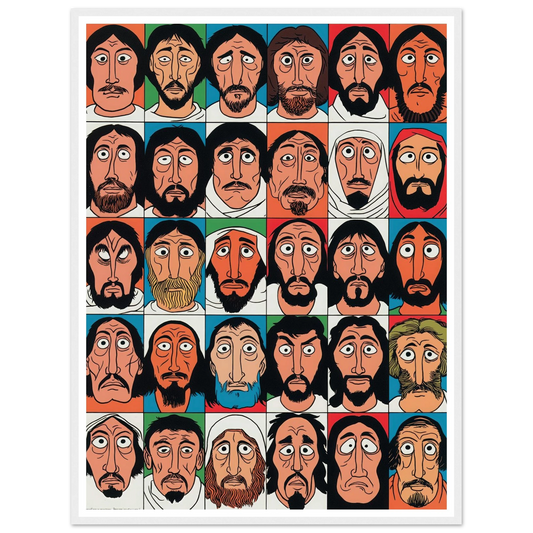 Faces of the Passion Grid - Framed Poster - 30x40 cm / 12x16″ - Black frame