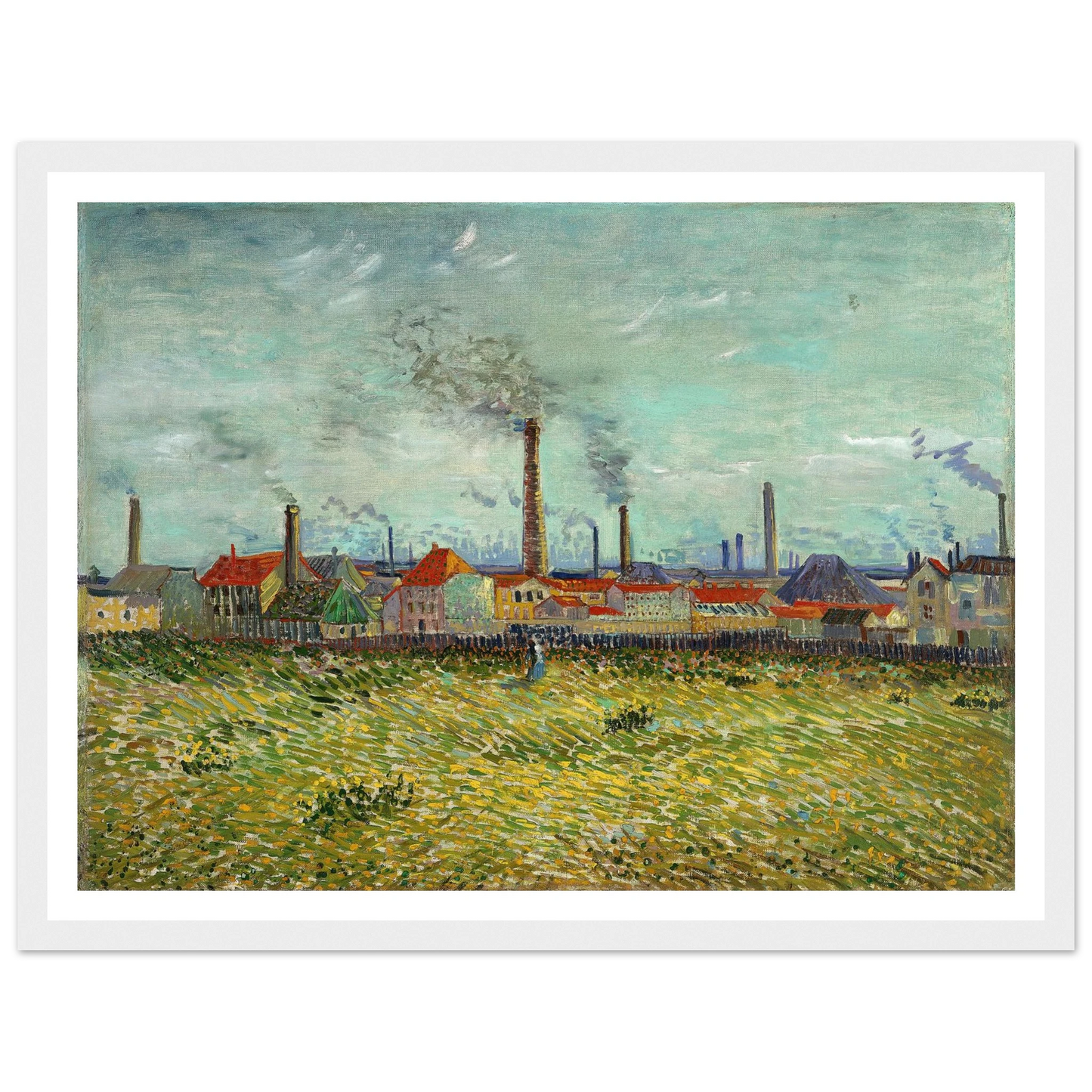 Factories at Clichy (1887) Art Print | Vincent van Gogh - Framed Poster - 30x40 cm / 12x16″ - Black frame