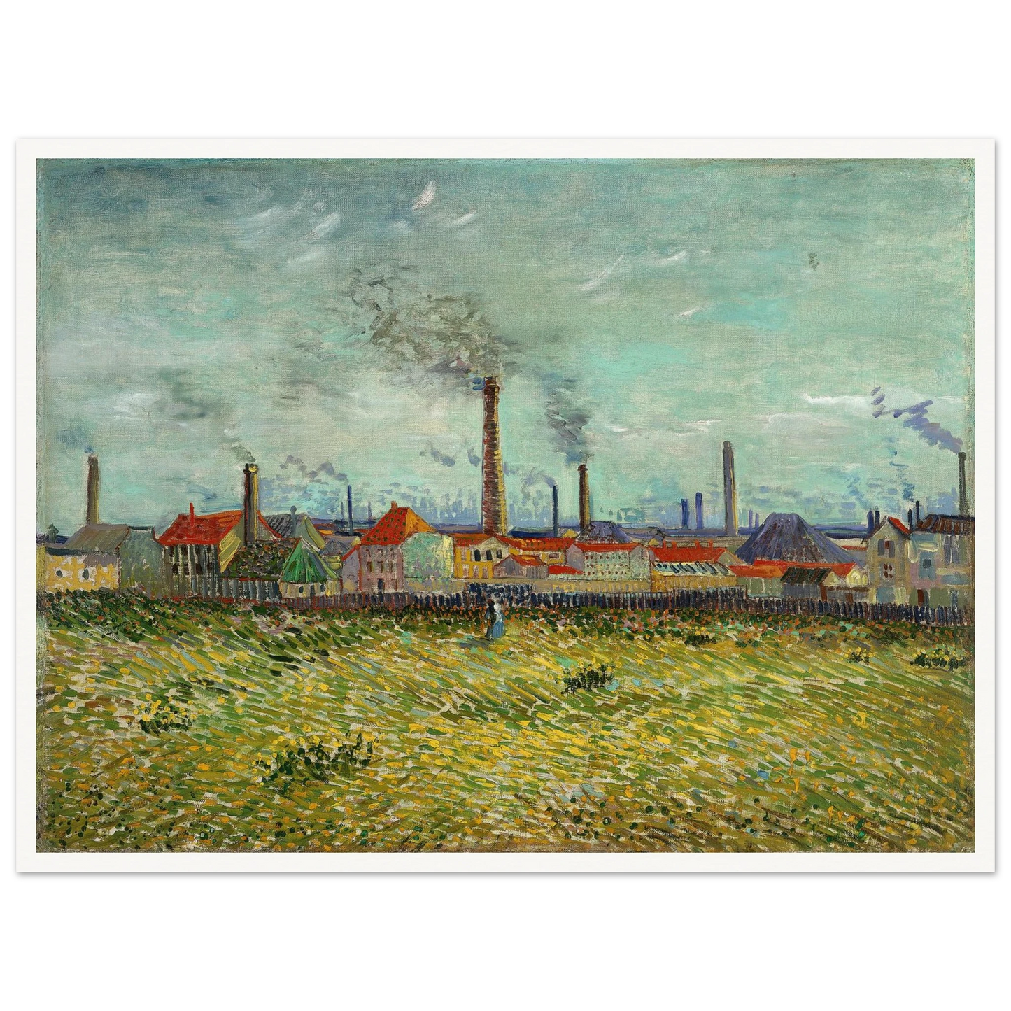 Factories at Clichy (1887) Art Print | Vincent van Gogh - Framed Poster - 30x40 cm / 12x16″ - Black frame