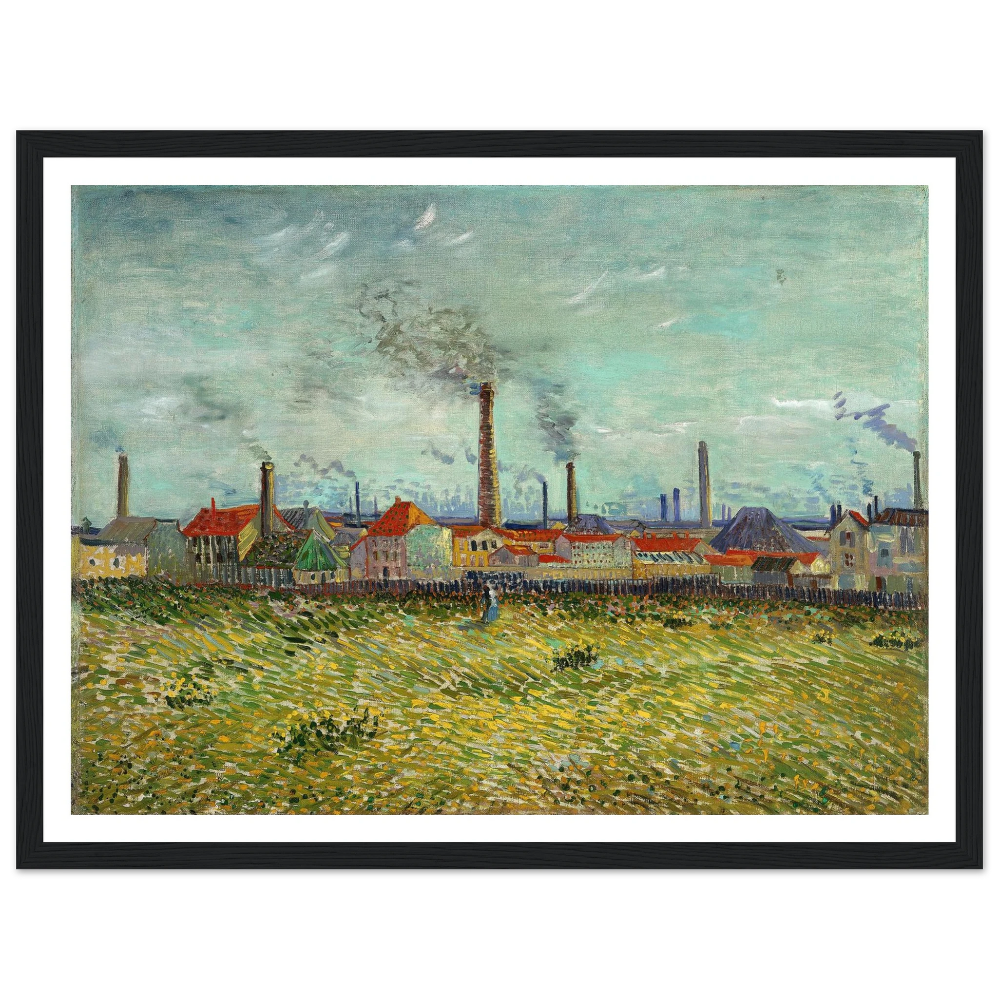 Factories at Clichy (1887) Art Print | Vincent van Gogh - Framed Poster - 30x40 cm / 12x16″ - Black frame