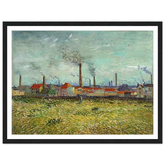 Factories at Clichy (1887) Art Print | Vincent van Gogh - Framed Poster - 30x40 cm / 12x16″ - Black frame