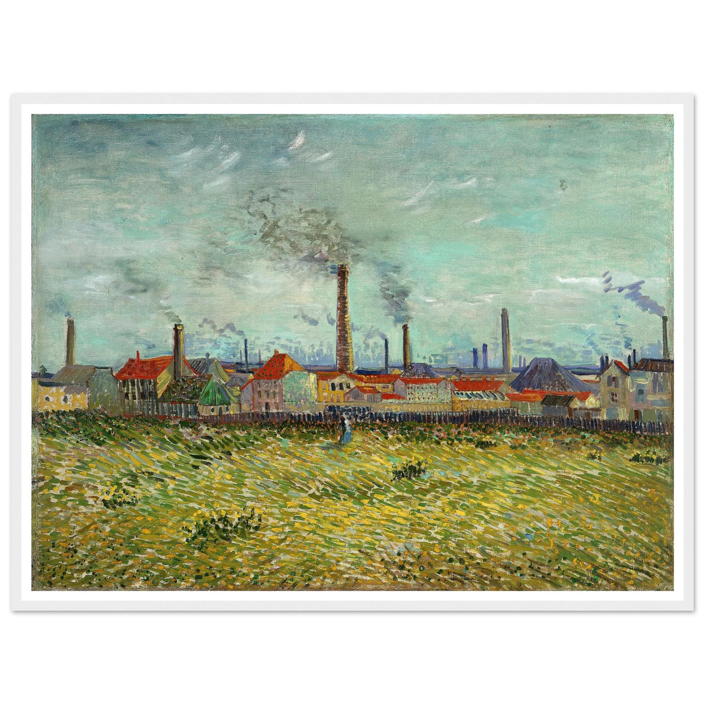 Factories at Clichy (1887) Art Print | Vincent van Gogh - Framed Poster - 30x40 cm / 12x16″ - Black frame