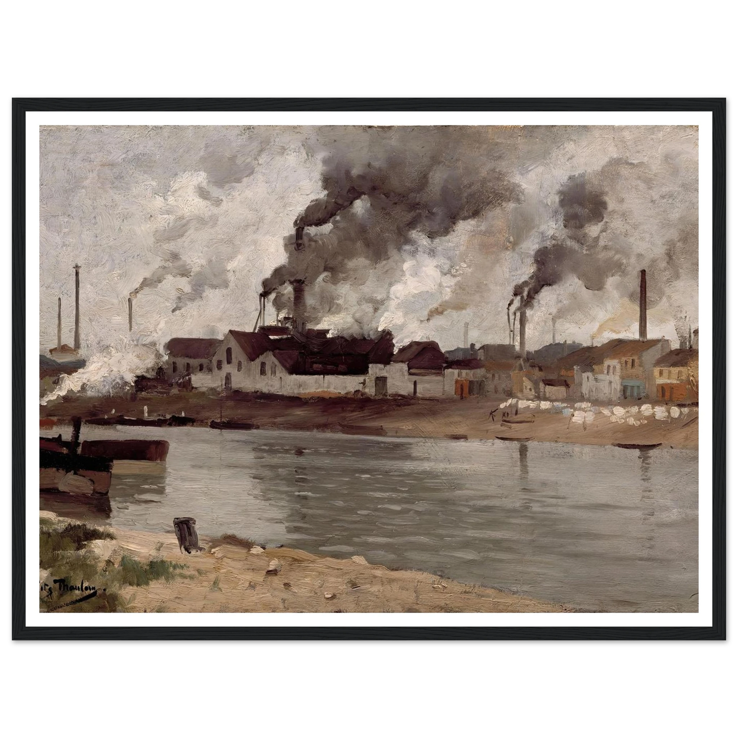 Factories in Ivry (1883) Art Print | Frits Thaulow - Framed Poster - 30x40 cm / 12x16″ - Black frame