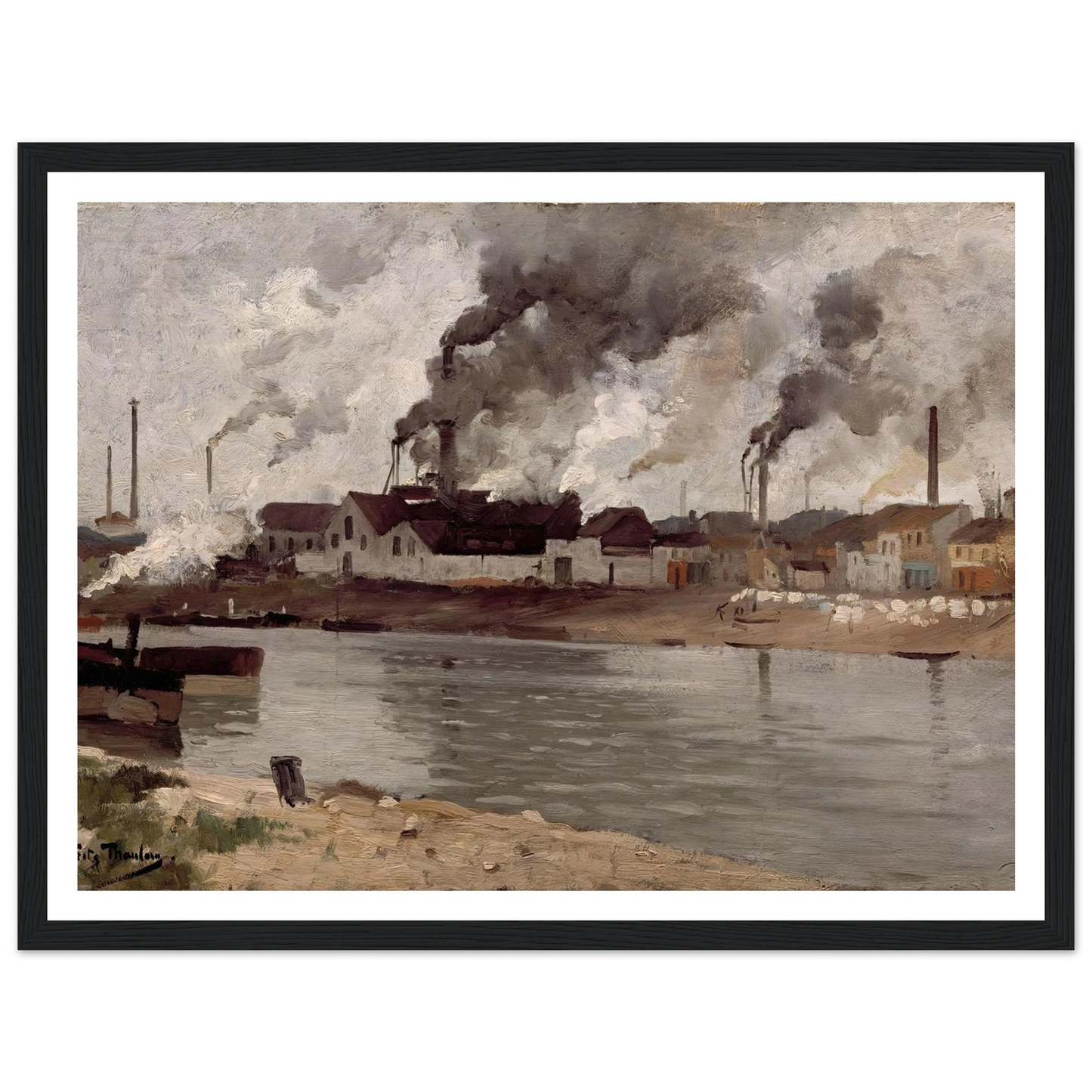 Factories in Ivry (1883) Art Print | Frits Thaulow - Framed Poster - 30x40 cm / 12x16″ - Black frame