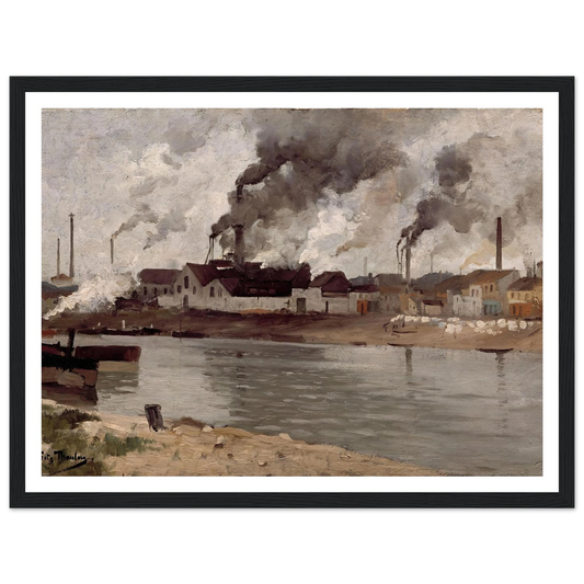 Factories in Ivry (1883) Art Print | Frits Thaulow - Framed Poster - 30x40 cm / 12x16″ - Black frame