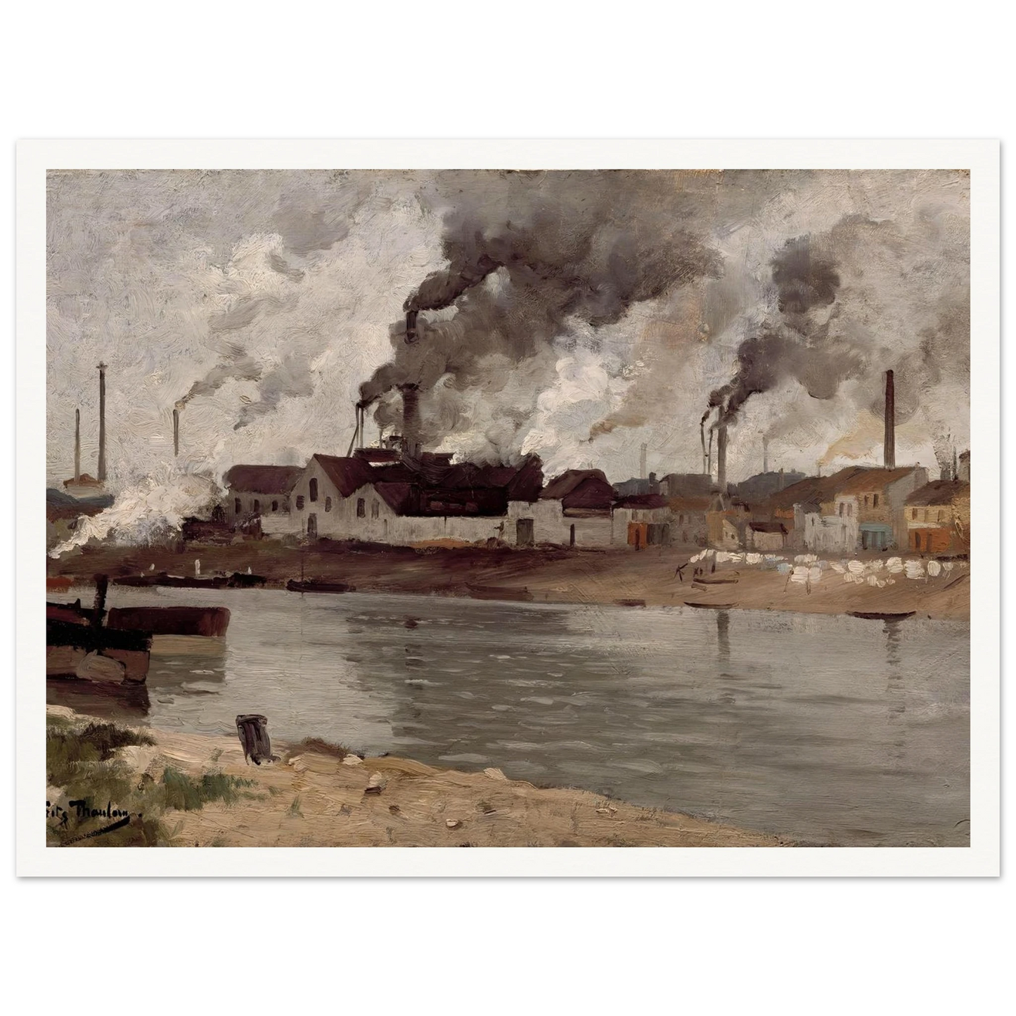 Factories in Ivry (1883) Art Print | Frits Thaulow - Framed Poster - 30x40 cm / 12x16″ - Black frame
