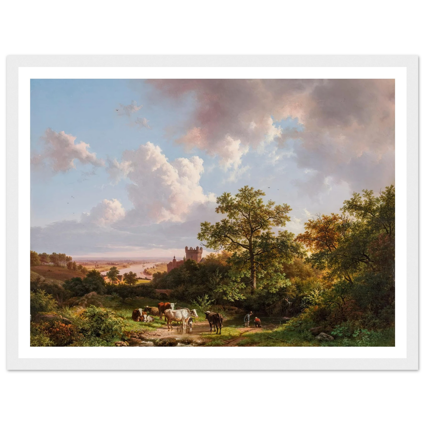 A panoramic landscape with a view on the Middle-Rhine with a castle (1841) Art Print | Barend Cornelis Koekkoek-Quipham Collections