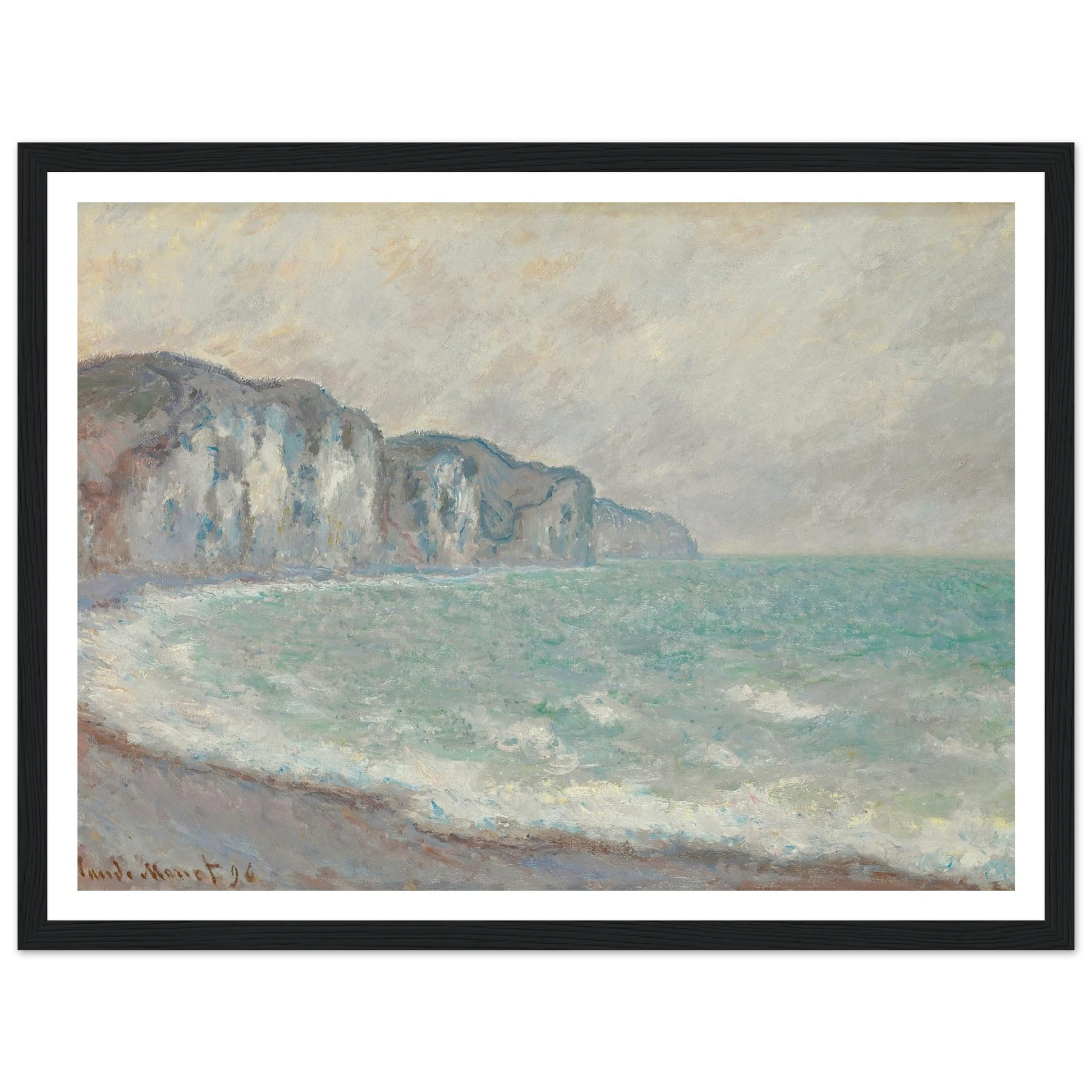 Falaise De Pourville (1896) Art Print | Claude Monet - Framed Poster - 30x40 cm / 12x16″ - Black frame