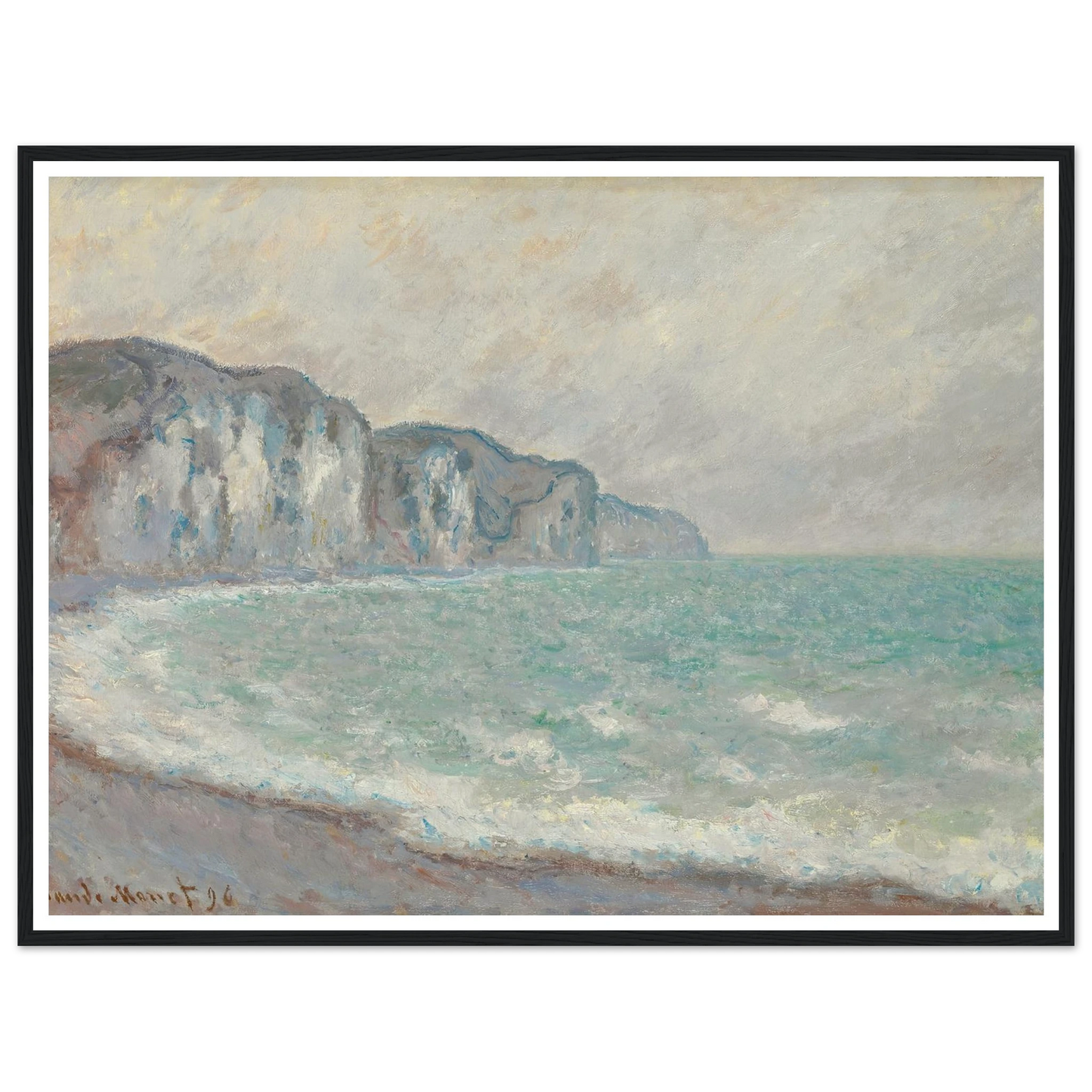 Falaise De Pourville (1896) Art Print | Claude Monet - Framed Poster - 30x40 cm / 12x16″ - Black frame