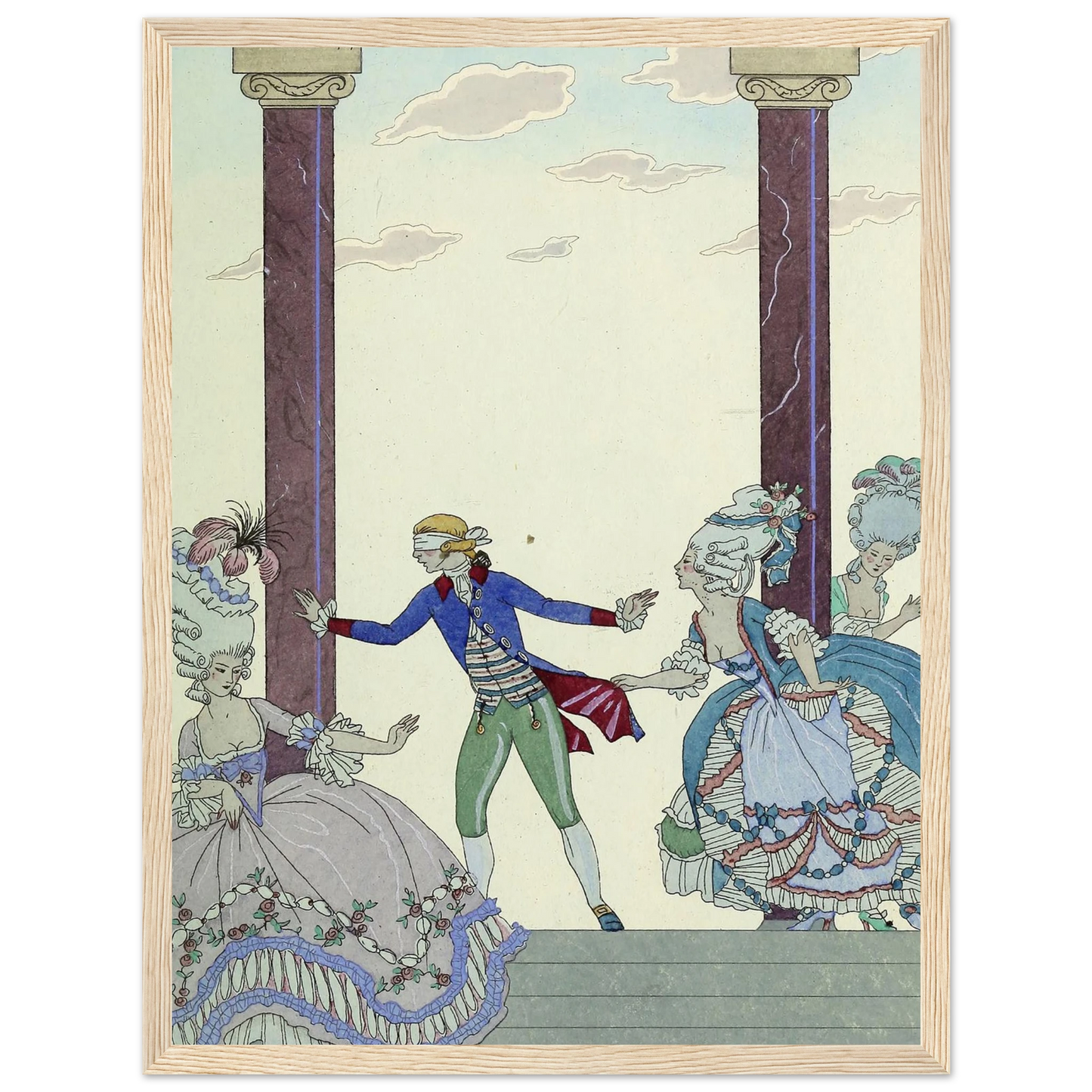 Falbalas et fanfreluches, Colin-Maillard (1925) Art Print | George Barbier - Framed Poster - 30x40 cm / 12x16″ - Black frame