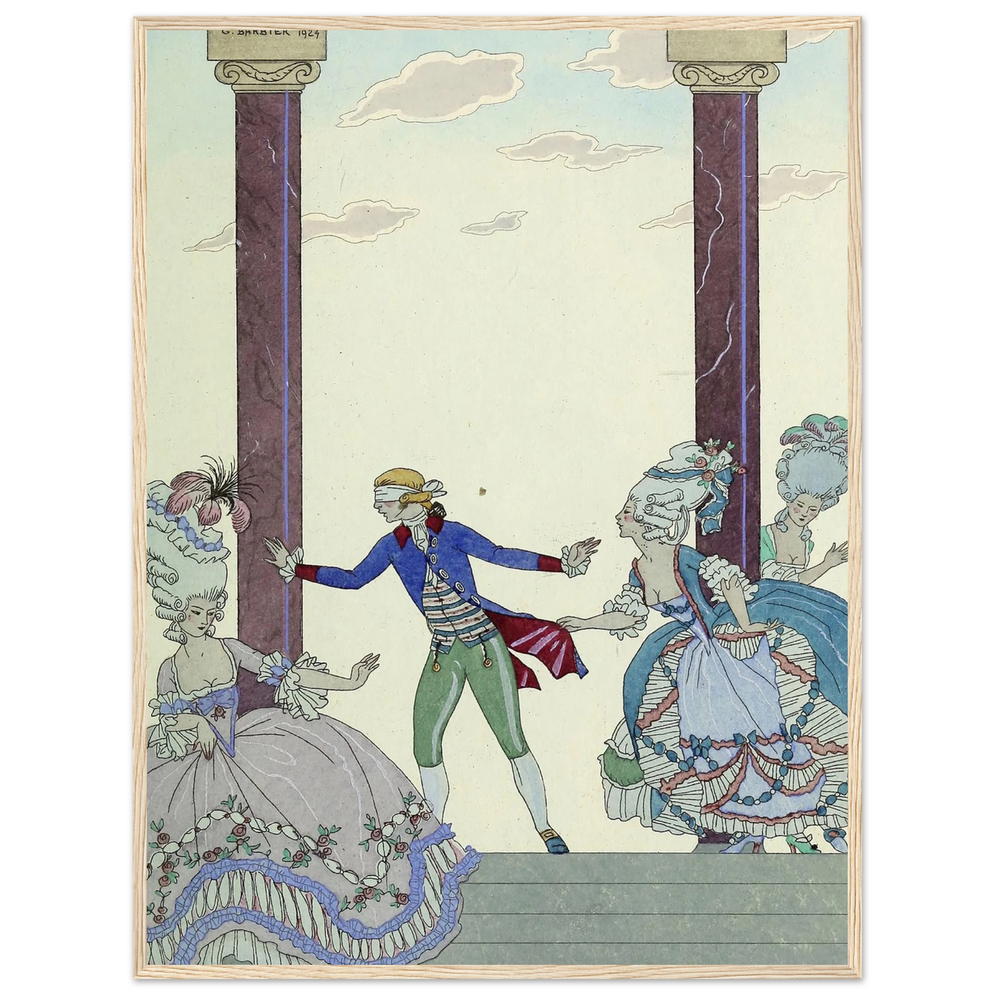 Falbalas et fanfreluches, Colin-Maillard (1925) Art Print | George Barbier - Framed Poster - 30x40 cm / 12x16″ - Black frame