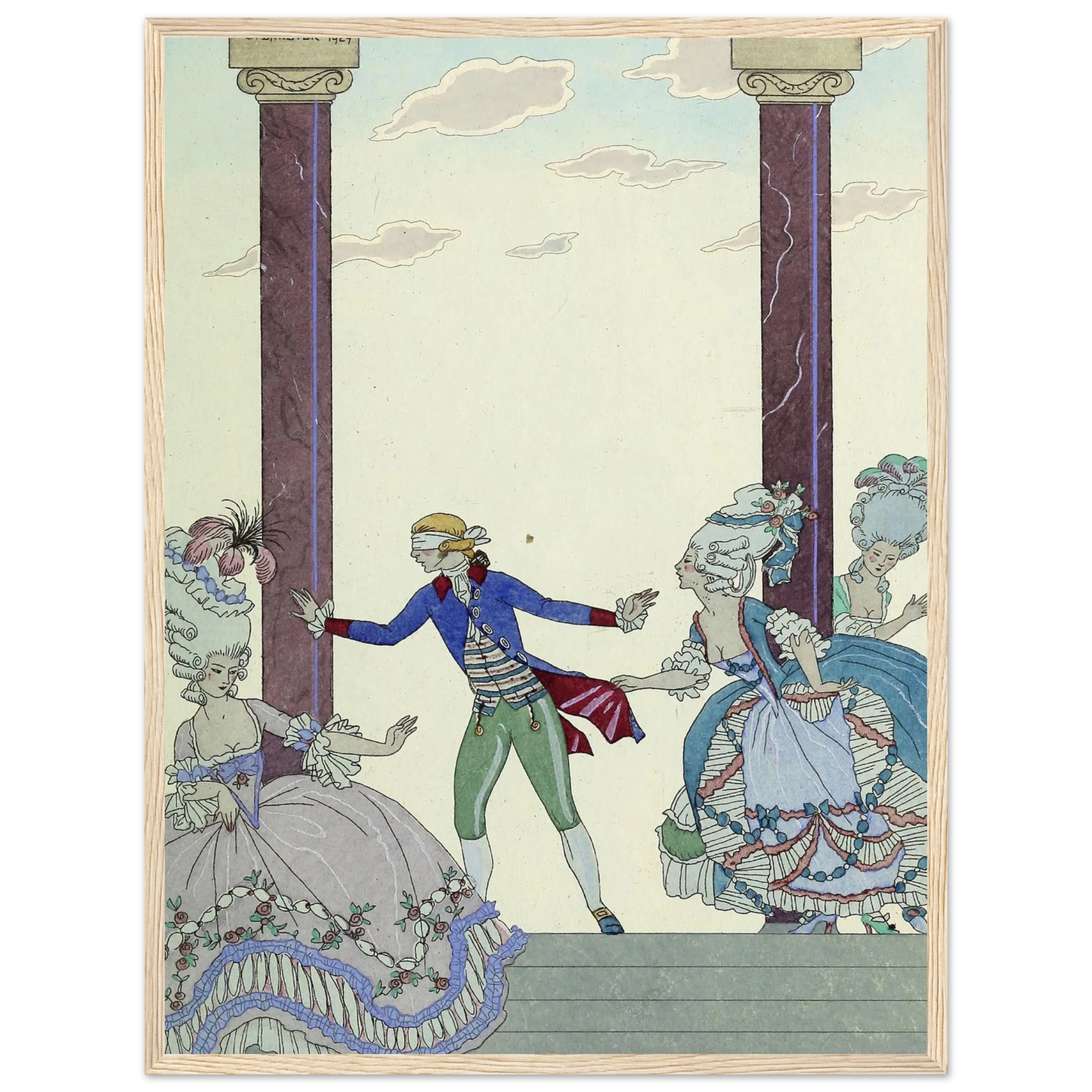 Falbalas et fanfreluches, Colin-Maillard (1925) Art Print | George Barbier - Framed Poster - 30x40 cm / 12x16″ - Black frame