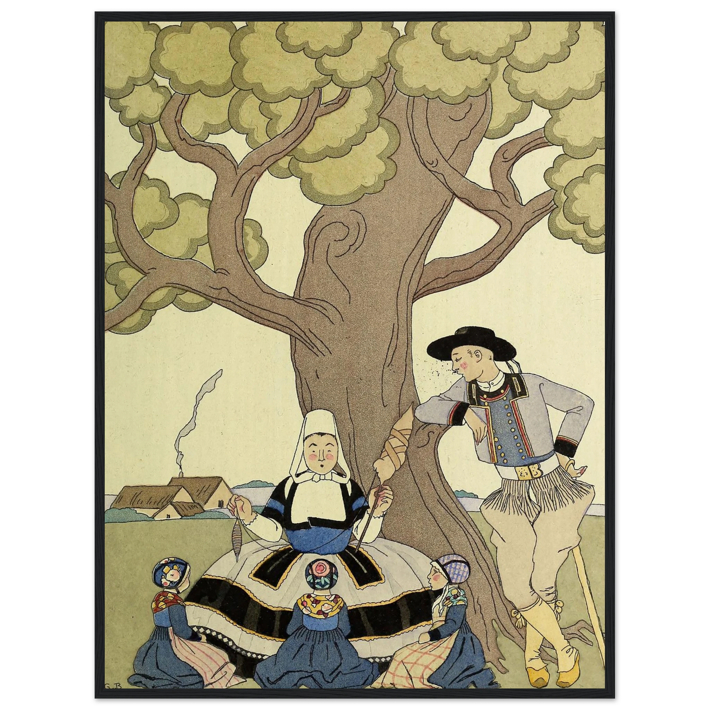 Falbalas et fanfreluches, Il était une fois (1925) Art Print | George Barbier - Framed Poster - 30x40 cm / 12x16″ - Black frame