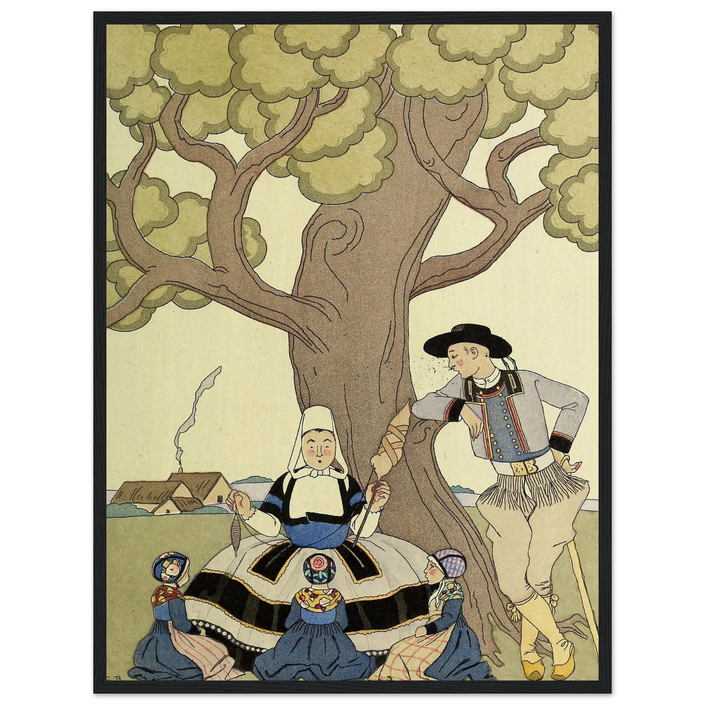 Falbalas et fanfreluches, Il était une fois (1925) Art Print | George Barbier - Framed Poster - 30x40 cm / 12x16″ - Black frame