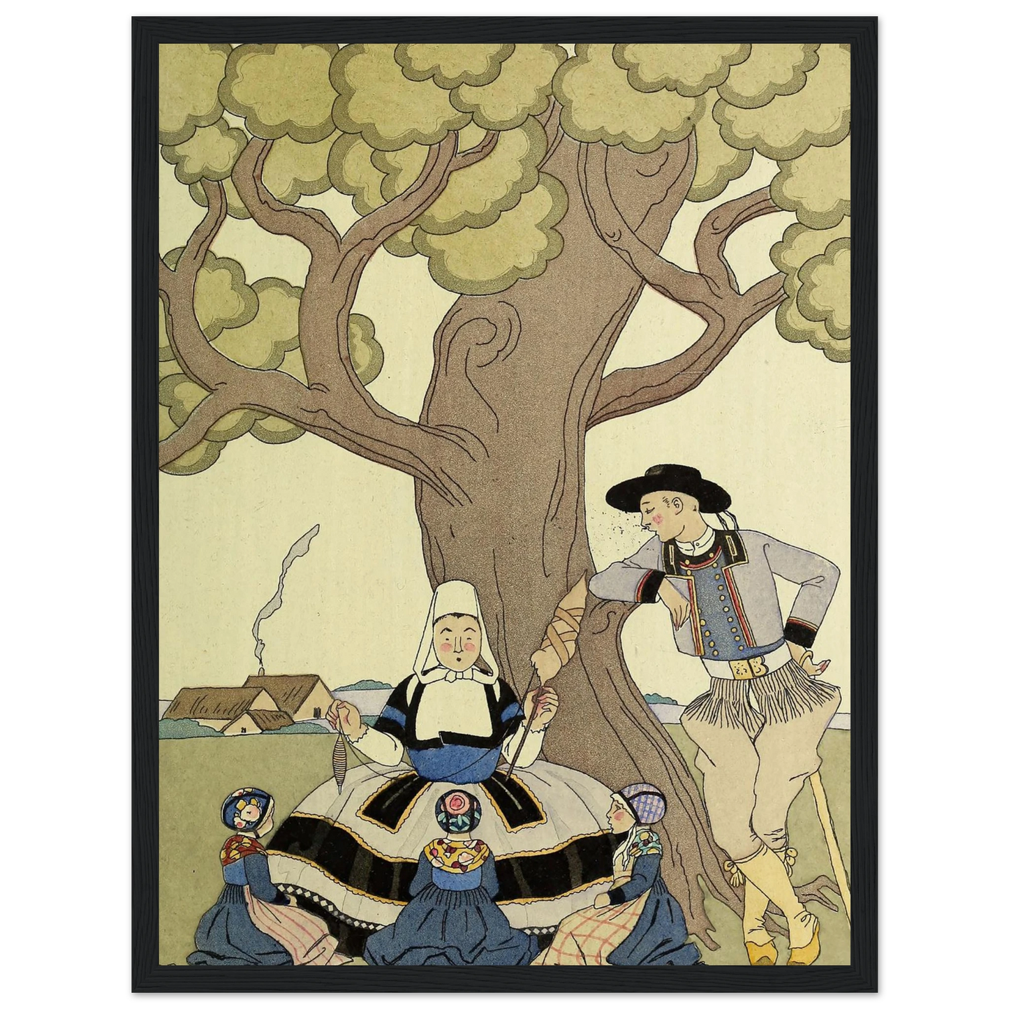 Falbalas et fanfreluches, Il était une fois (1925) Art Print | George Barbier - Framed Poster - 30x40 cm / 12x16″ - Black frame