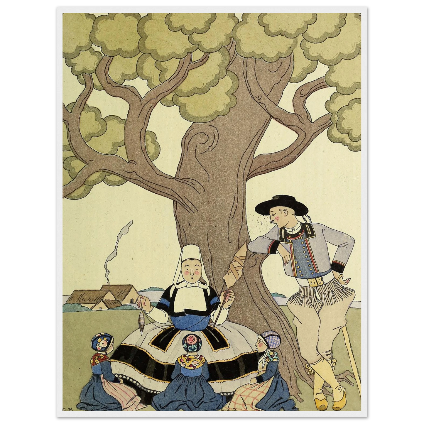 Falbalas et fanfreluches, Il était une fois (1925) Art Print | George Barbier - Framed Poster - 30x40 cm / 12x16″ - Black frame