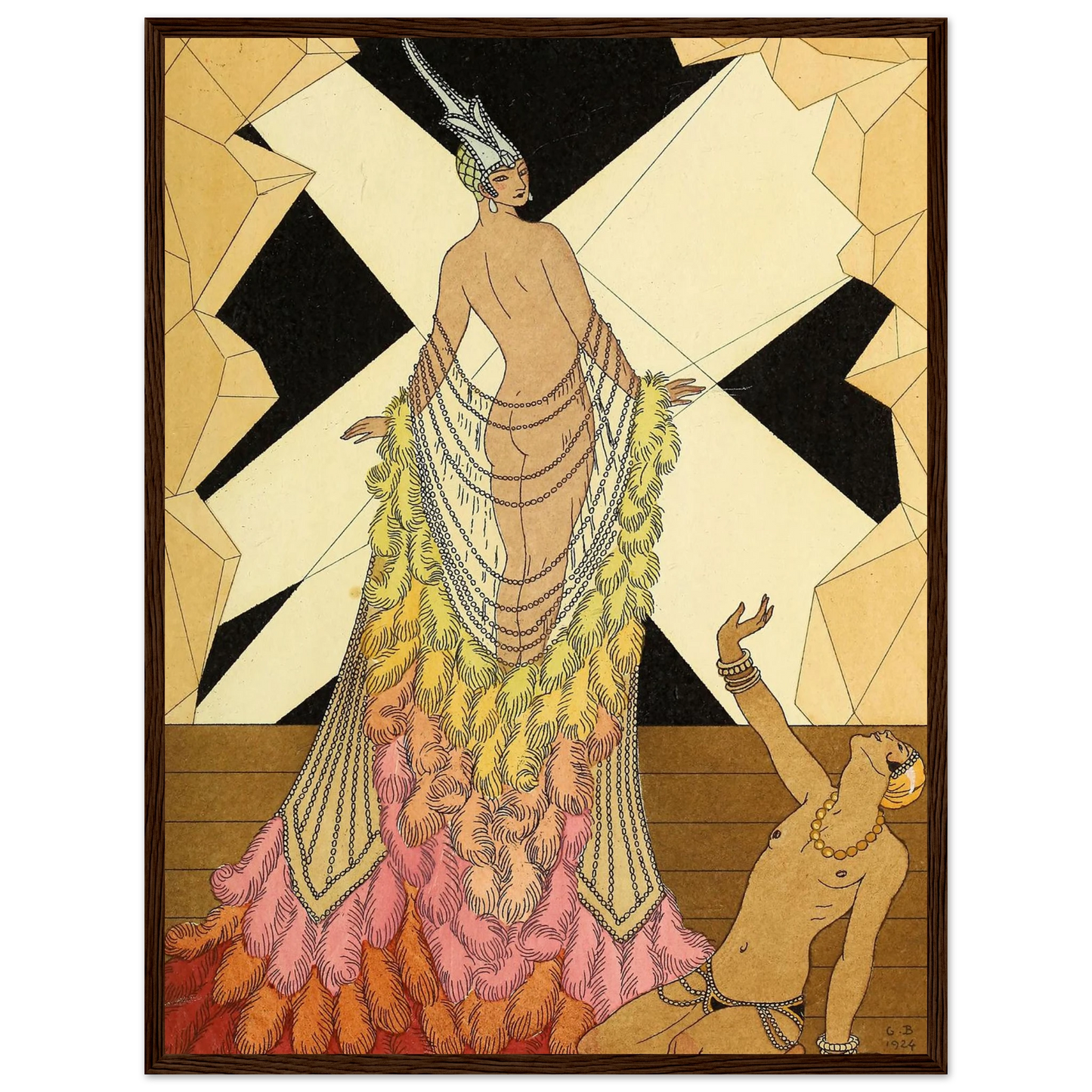 Falbalas et fanfreluches, L’ Orgueil (1925) Art Print | George Barbier - Framed Poster - 30x40 cm / 12x16″ - Black frame