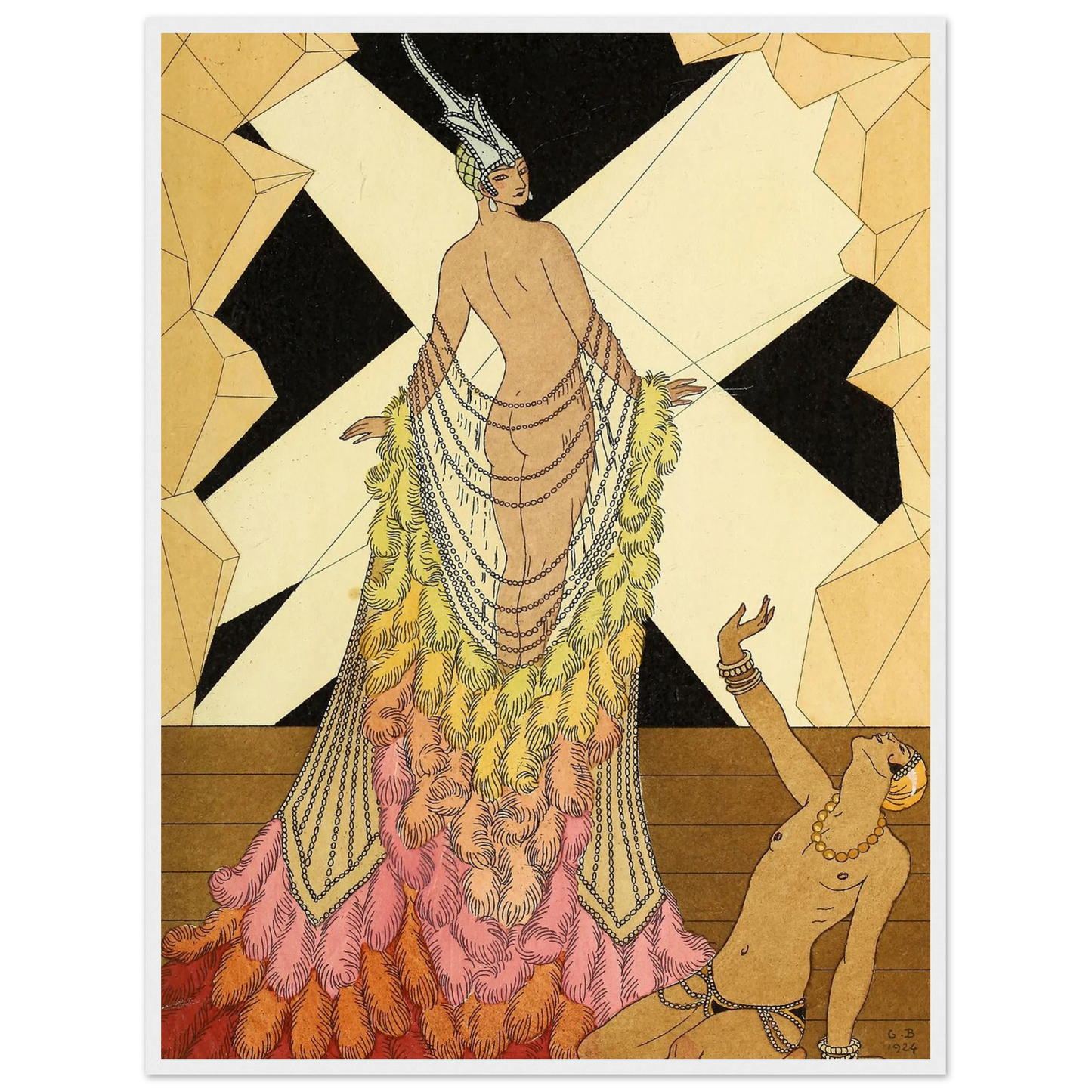 Falbalas et fanfreluches, L’ Orgueil (1925) Art Print | George Barbier - Framed Poster - 30x40 cm / 12x16″ - Black frame