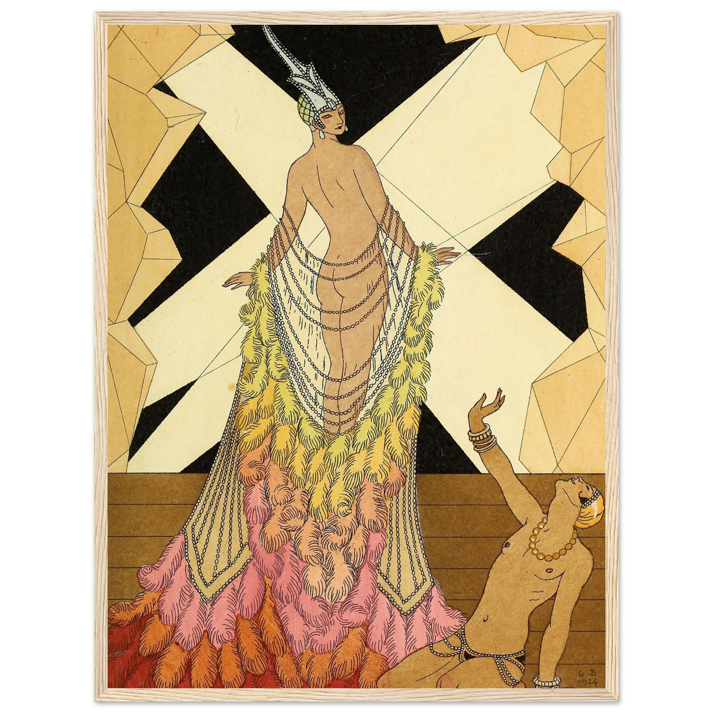 Falbalas et fanfreluches, L’ Orgueil (1925) Art Print | George Barbier - Framed Poster - 30x40 cm / 12x16″ - Black frame