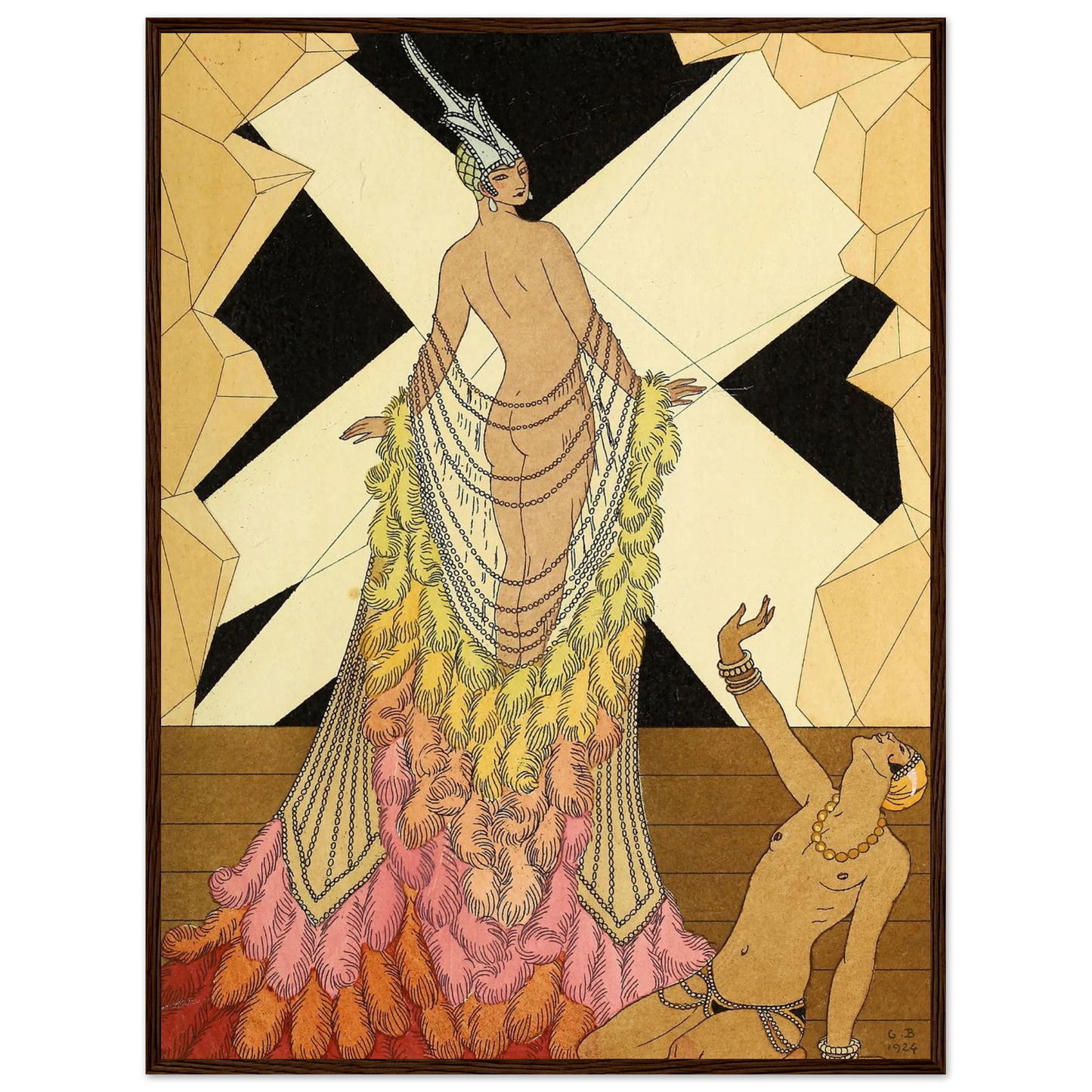 Falbalas et fanfreluches, L’ Orgueil (1925) Art Print | George Barbier - Framed Poster - 30x40 cm / 12x16″ - Black frame