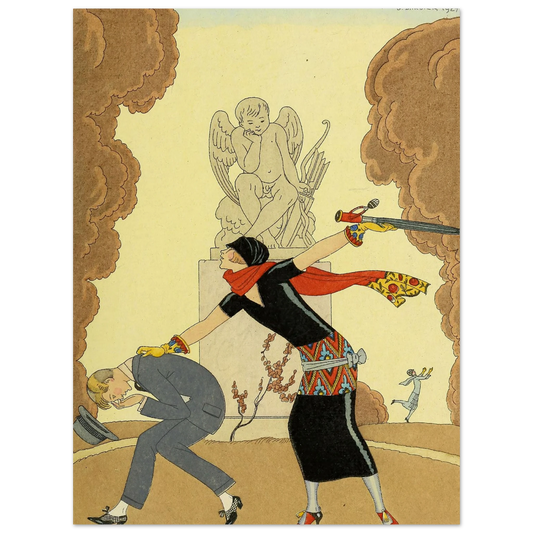 Falbalas et fanfreluches, La Colère (1925) Art Print | George Barbier - Framed Poster - 30x40 cm / 12x16″ - Black frame