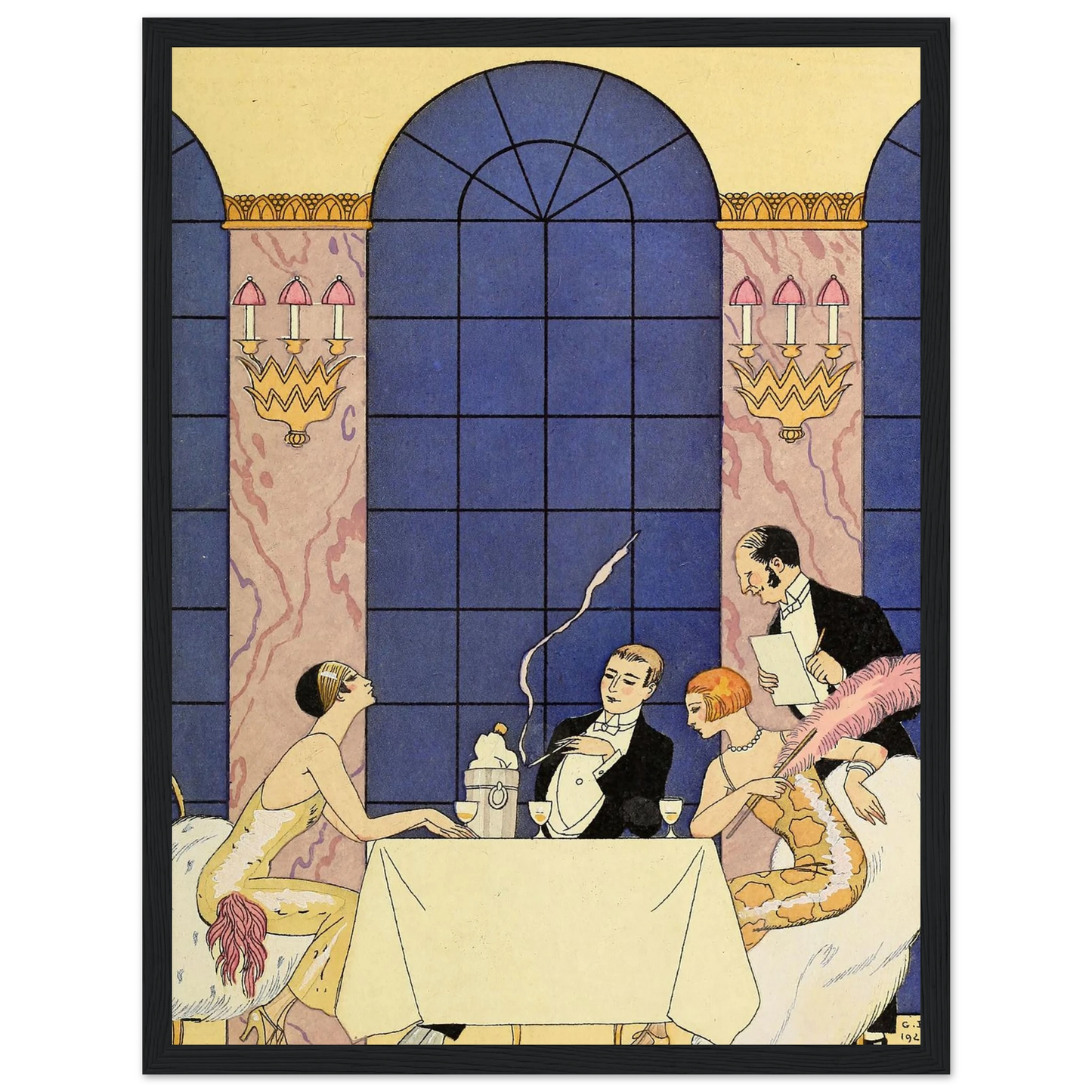 Falbalas et fanfreluches, La Gourmandise (1925) Art Print | George Barbier - Framed Poster - 30x40 cm / 12x16″ - Black frame