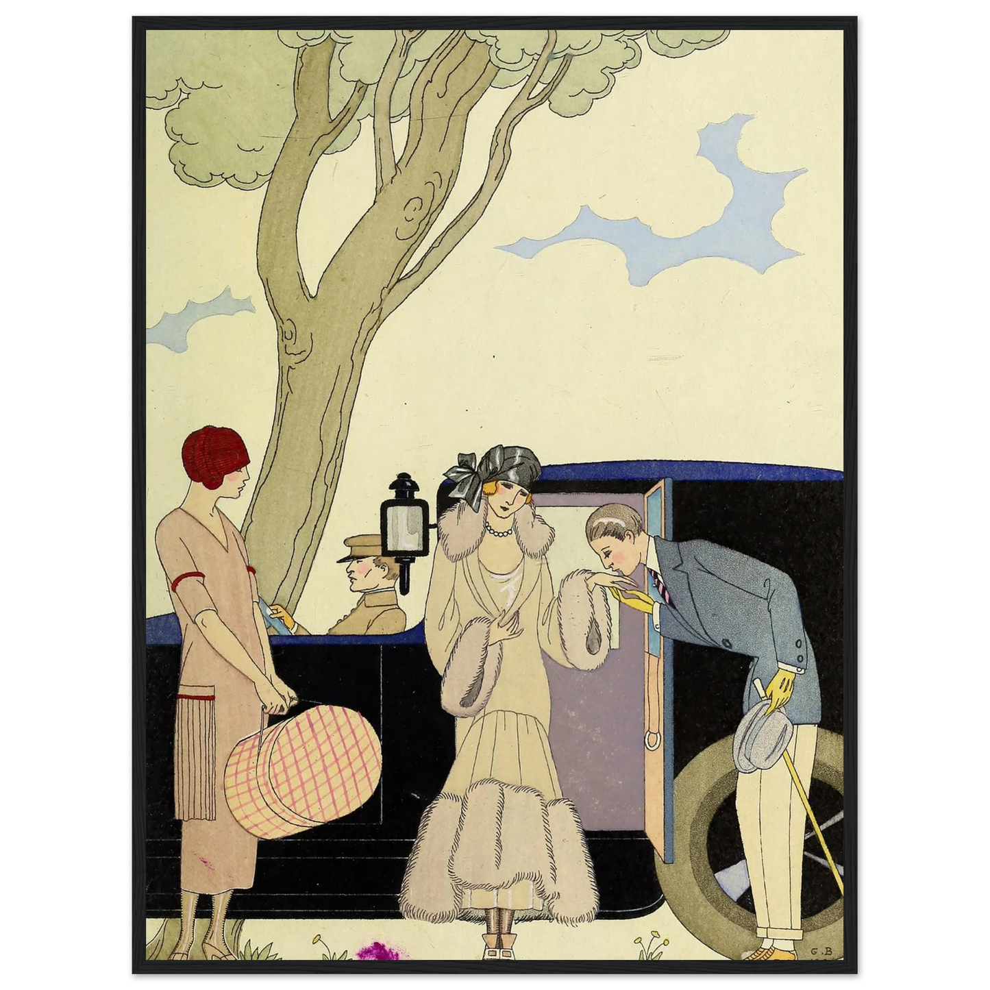 Falbalas et fanfreluches, L’Ensie (1925) Art Print | George Barbier - Framed Poster - 30x40 cm / 12x16″ - Black frame