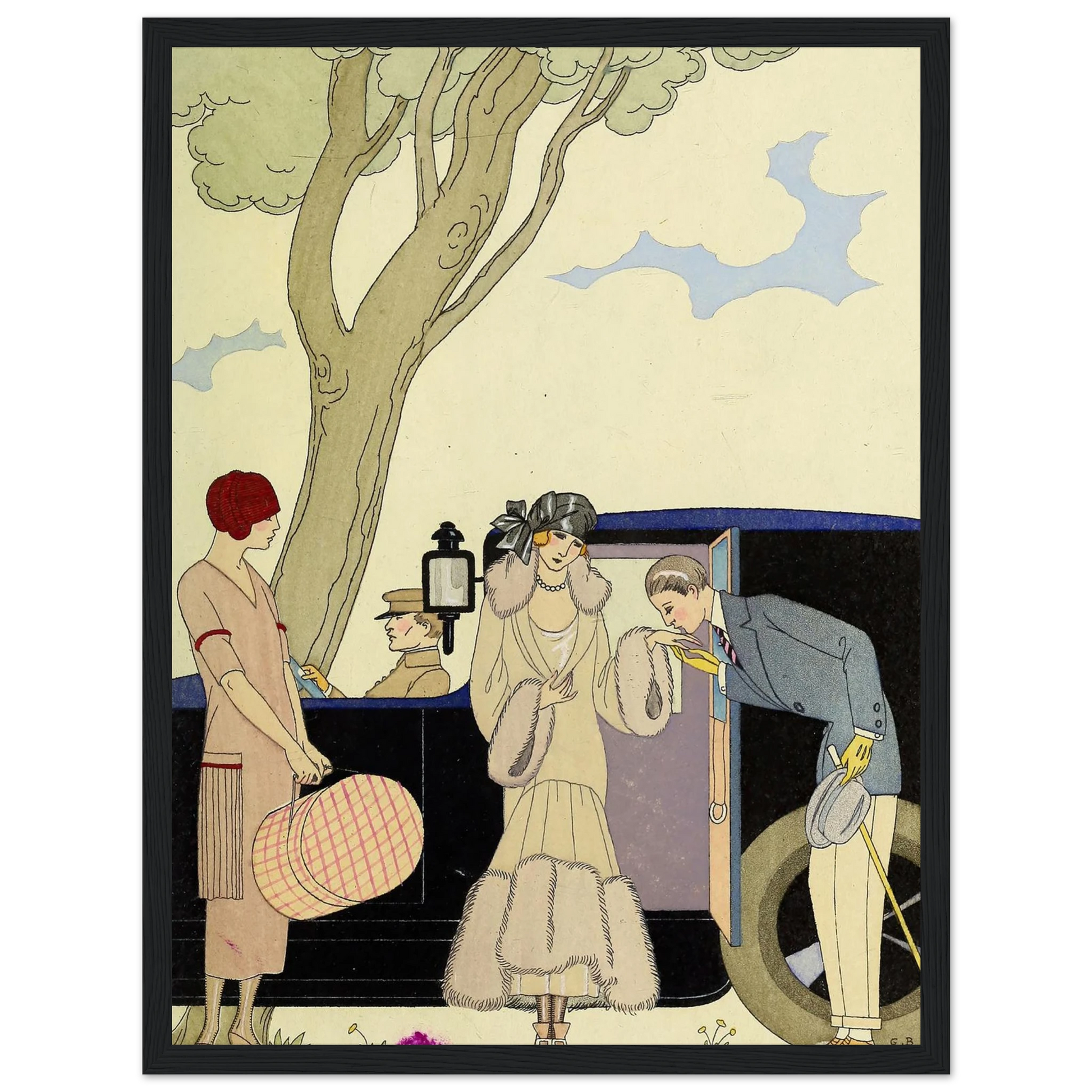 Falbalas et fanfreluches, L’Ensie (1925) Art Print | George Barbier - Framed Poster - 30x40 cm / 12x16″ - Black frame
