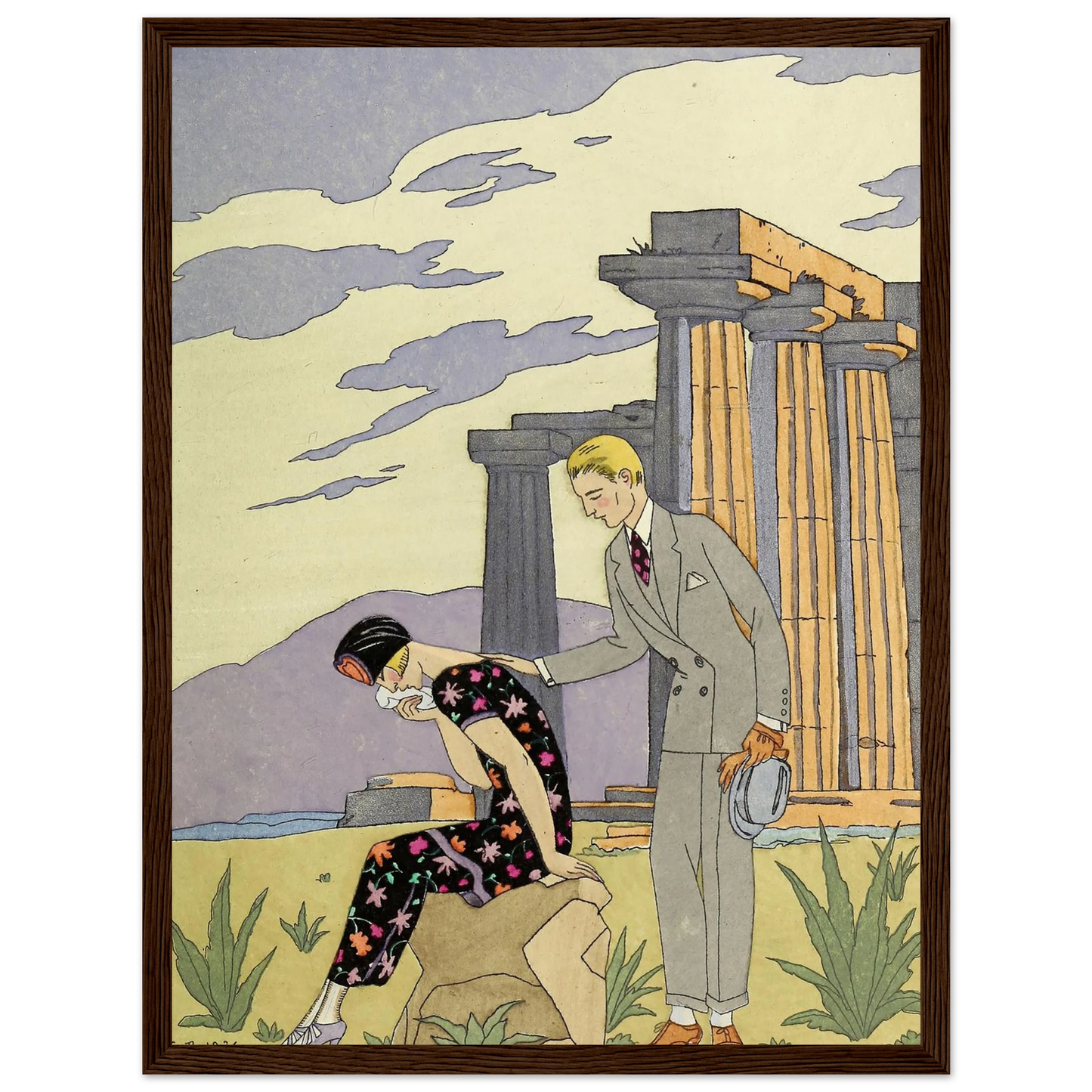 Falbalas et fanfreluches, Paestum (1925) Art Print | George Barbier - Framed Poster - 30x40 cm / 12x16″ - Black frame