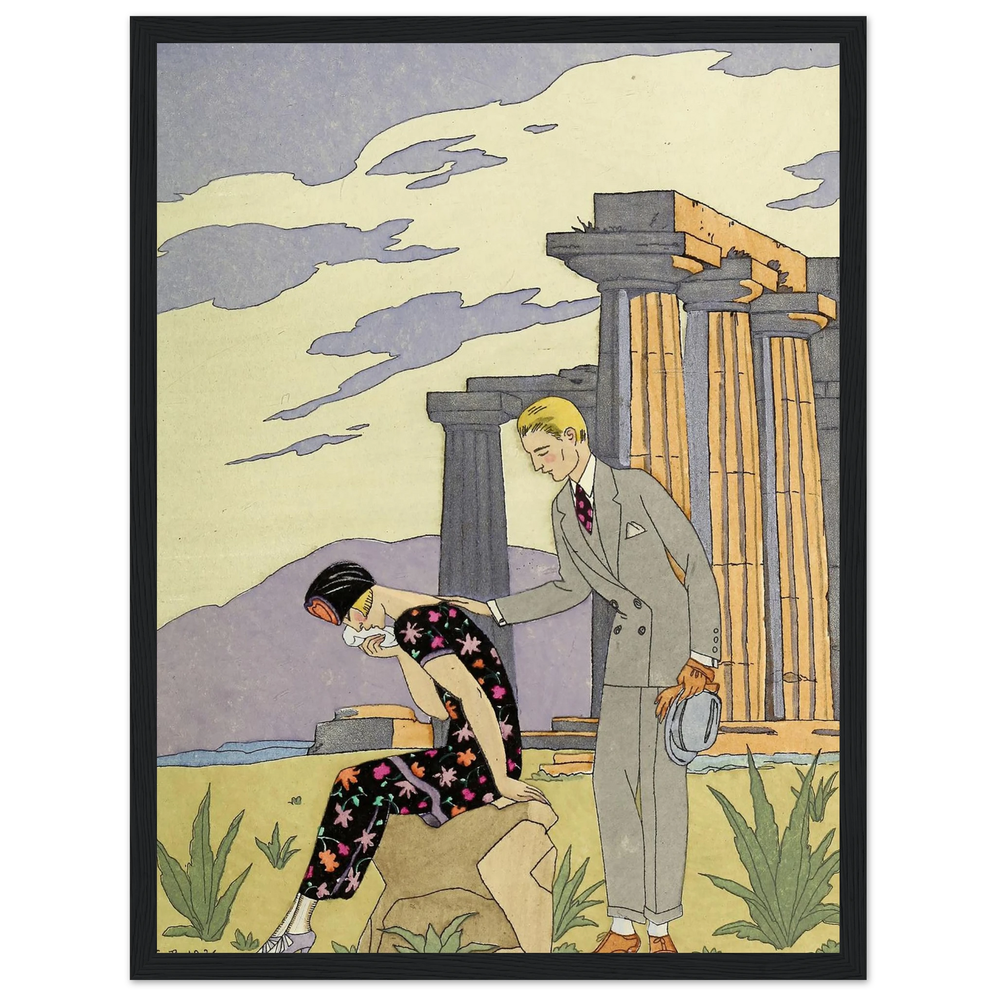 Falbalas et fanfreluches, Paestum (1925) Art Print | George Barbier - Framed Poster - 30x40 cm / 12x16″ - Black frame