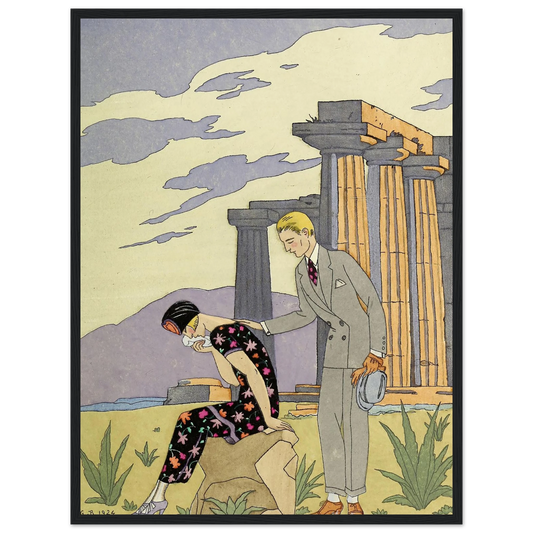 Falbalas et fanfreluches, Paestum (1925) Art Print | George Barbier - Framed Poster - 30x40 cm / 12x16″ - Black frame