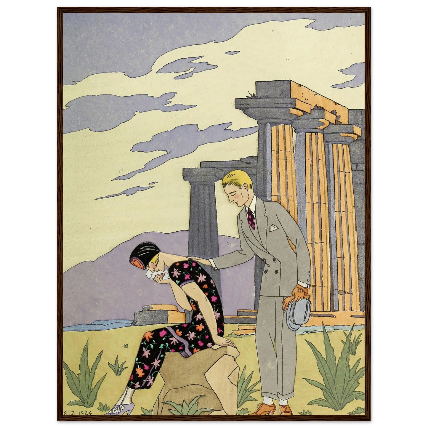 Falbalas et fanfreluches, Paestum (1925) Art Print | George Barbier - Framed Poster - 30x40 cm / 12x16″ - Black frame