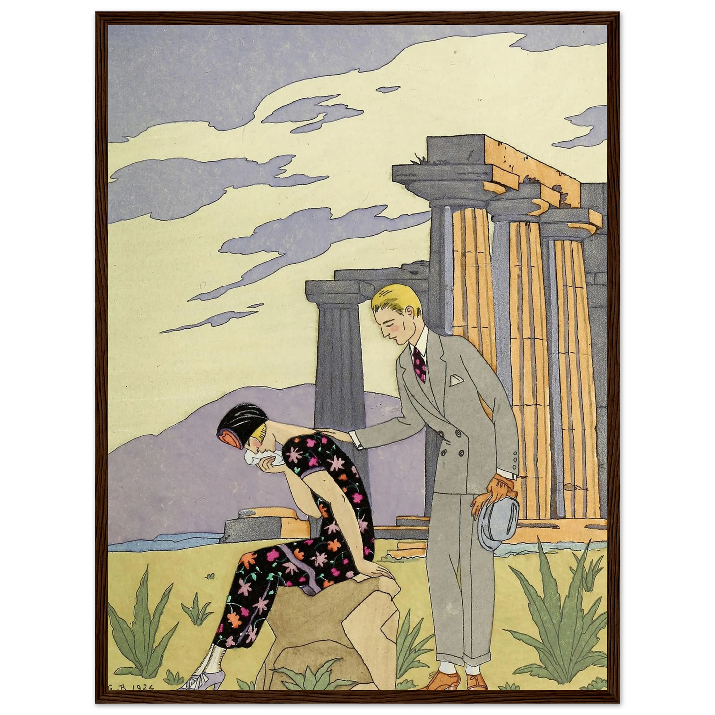 Falbalas et fanfreluches, Paestum (1925) Art Print | George Barbier - Framed Poster - 30x40 cm / 12x16″ - Black frame