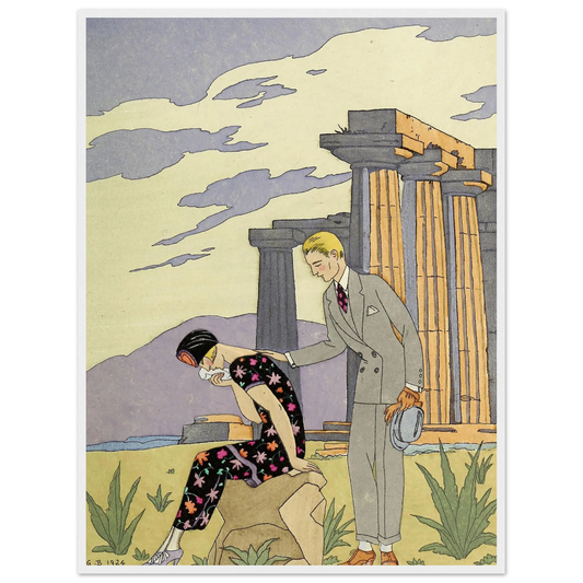 Falbalas et fanfreluches, Paestum (1925) Art Print | George Barbier - Framed Poster - 30x40 cm / 12x16″ - Black frame