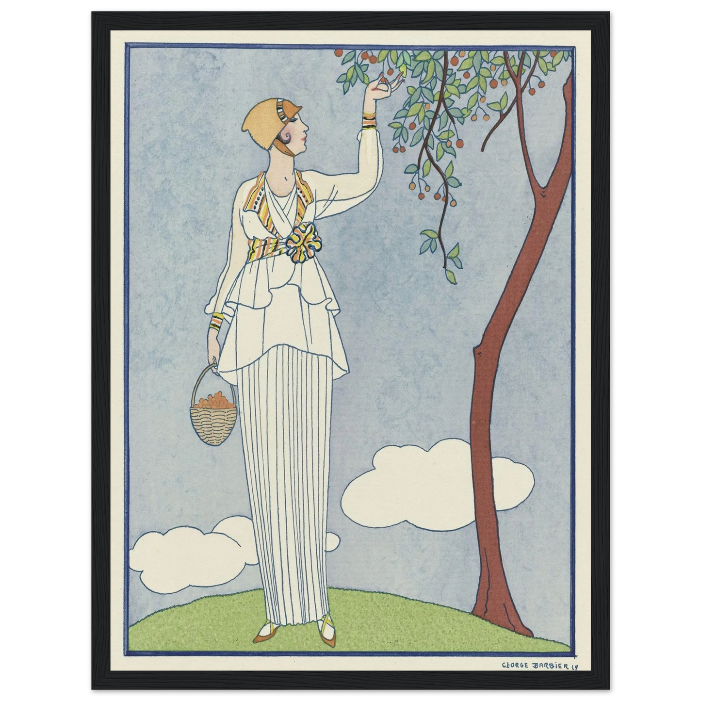 Famous Fashion Houses (1914) Art Print | George Barbier - Framed Poster - 30x40 cm / 12x16″ - Black frame